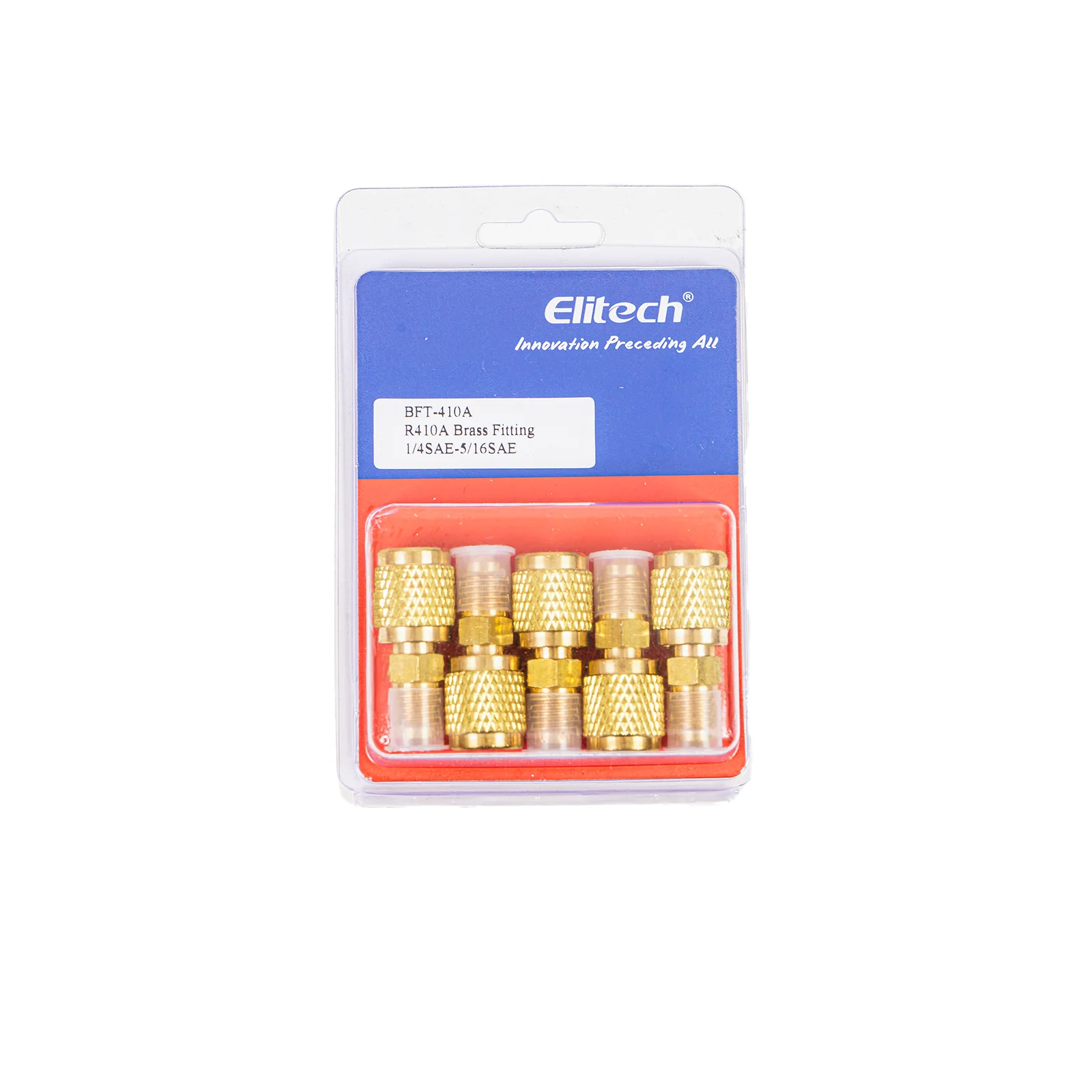 Elitech BFT-410A HVAC Brass Fitting Adapter Reducer,  1/4" SAE Female to 5/16" SAE Male, Leak-Proof Refrigerant Connector for R410A R22 R134A Mini Split Air Conditioner Systems (pack of 5)