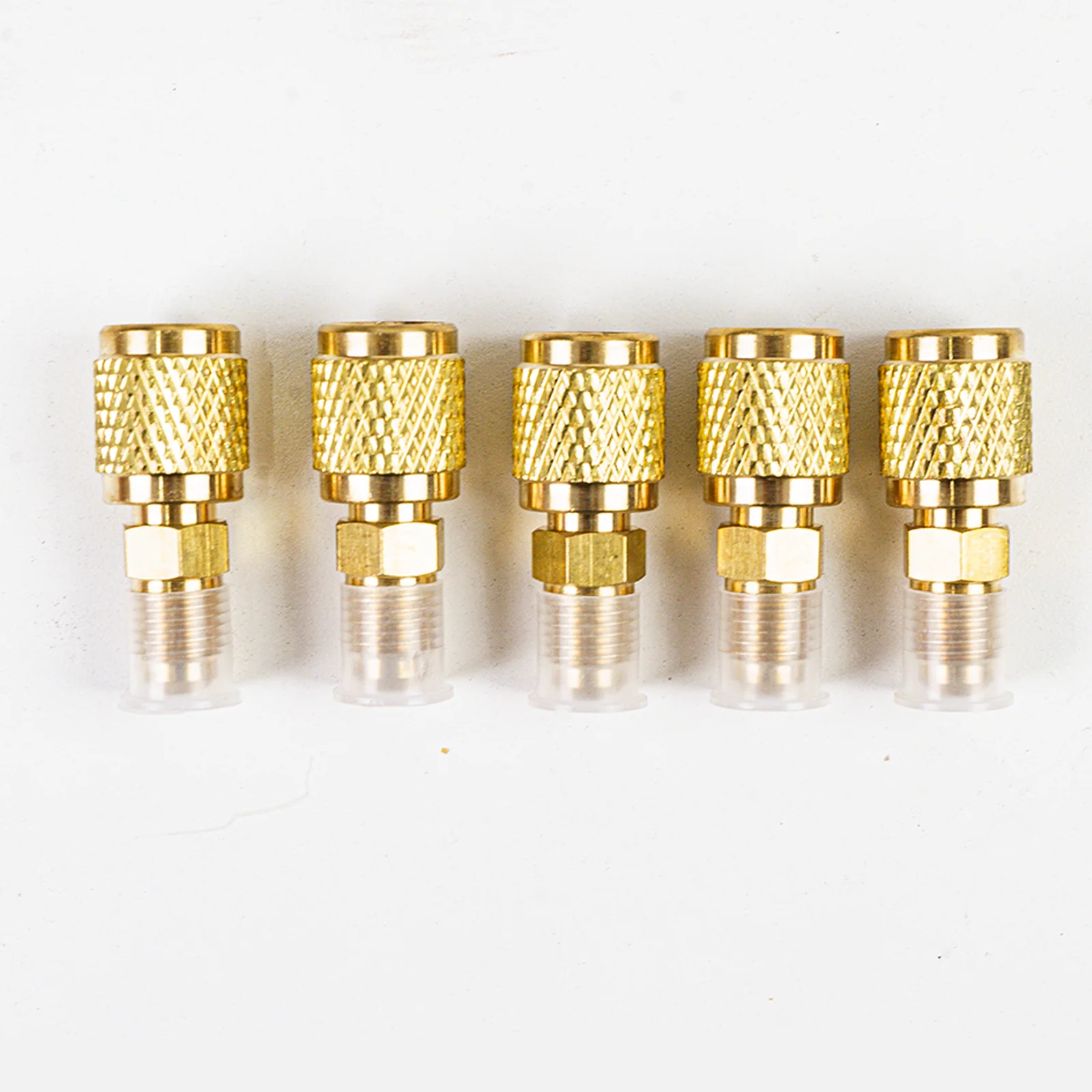 Elitech BFT-410A HVAC Brass Fitting Adapter Reducer,  1/4" SAE Female to 5/16" SAE Male, Leak-Proof Refrigerant Connector for R410A R22 R134A Mini Split Air Conditioner Systems (pack of 5) - Image 2