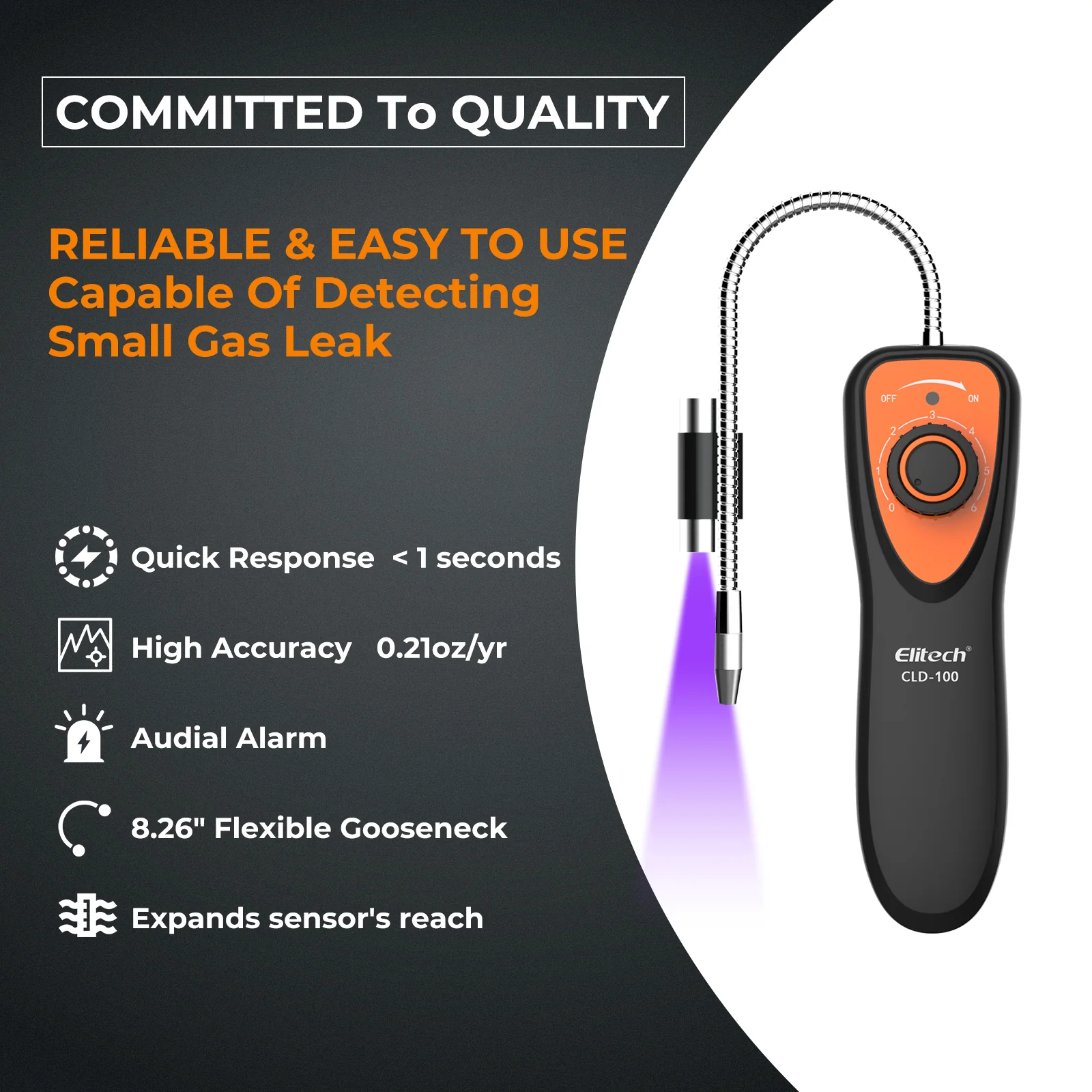 Elitech CLD-100UV Refrigerant Leak Detector Halogen Refrigeration Heat Pump Leakage Tester with UV LED, Freon Sniffer - Image 6