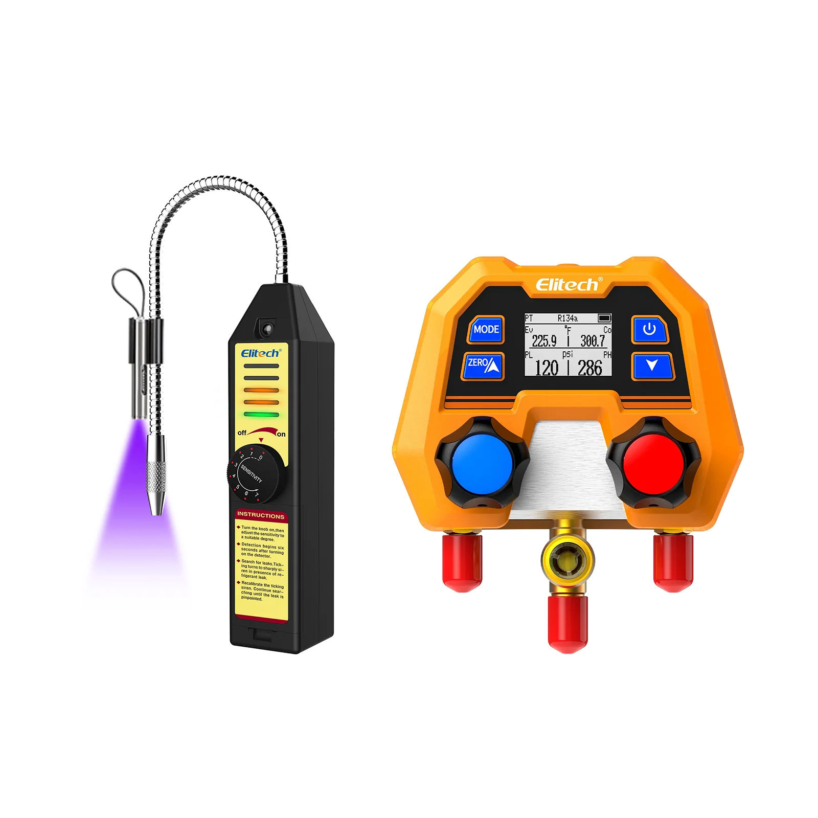 Elitech DMG-2SE-kit Digital Manifold Gauge for HVAC, Refrigeration & AC Systems – Pressure & Temperature Measurement, LCD Display with Hoses - Image 8