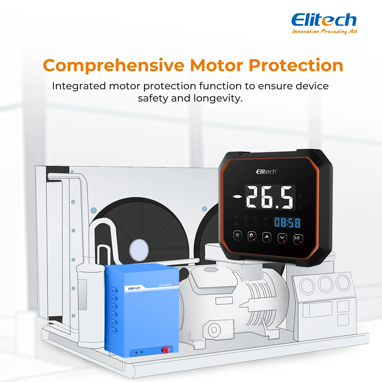 Elitech ECB-LS230 Three-phase Split Iron Electric Control Panel With Refrigeration, Defrost, Fan Output, With Temperature and Evaporator Defrost Sensor, 380VAC WiFi Network, RS-485 & Bluetooth - Image 5