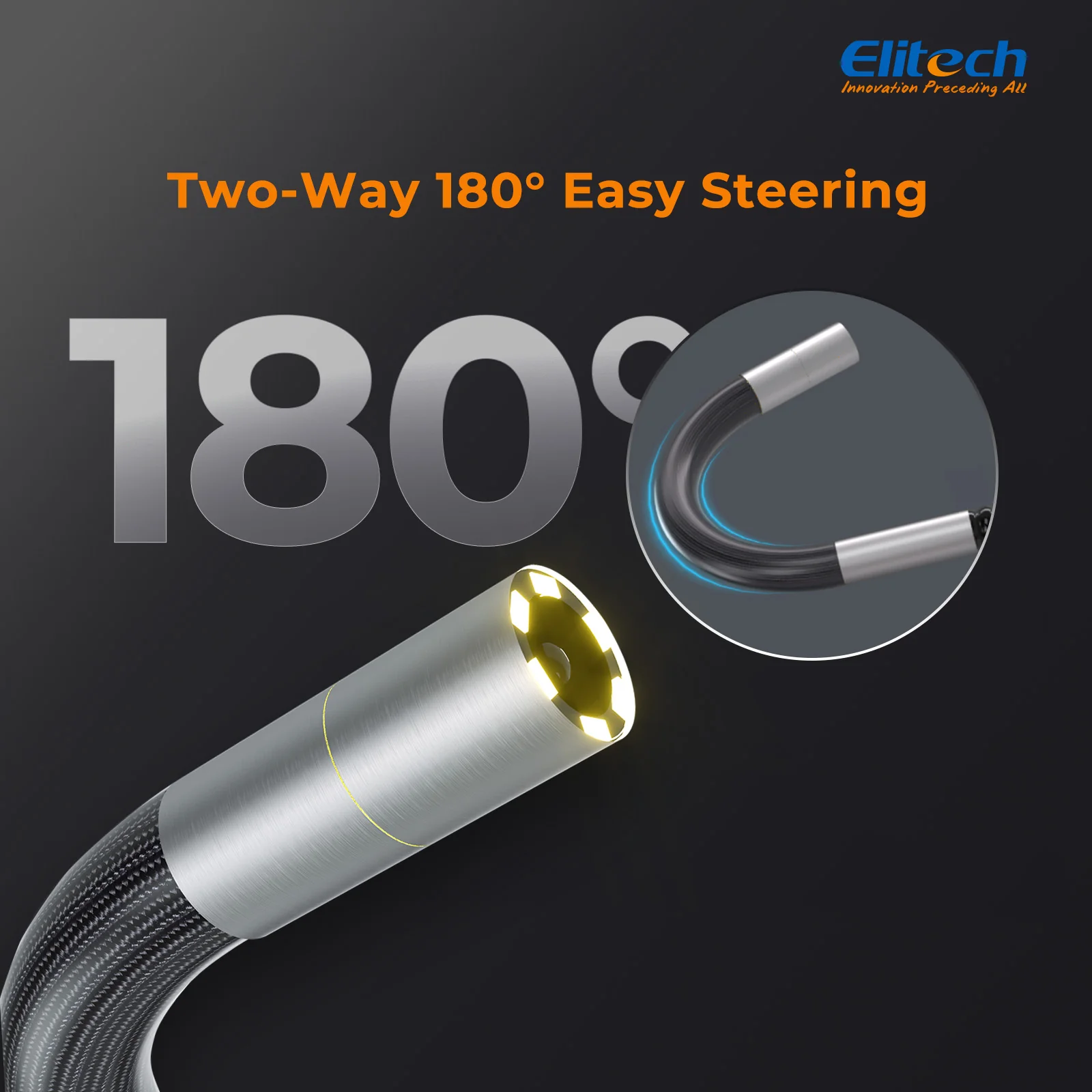 Elitech ELS240 Articulating Borescope Inspection Camera, Two-Way 180° Steering Endoscope with 4.3" IPS Screen, 6.2mm IP67 Waterproof Probe, 720P HD Industrial Scope for Automotive Mechanics - 1m - Image 2