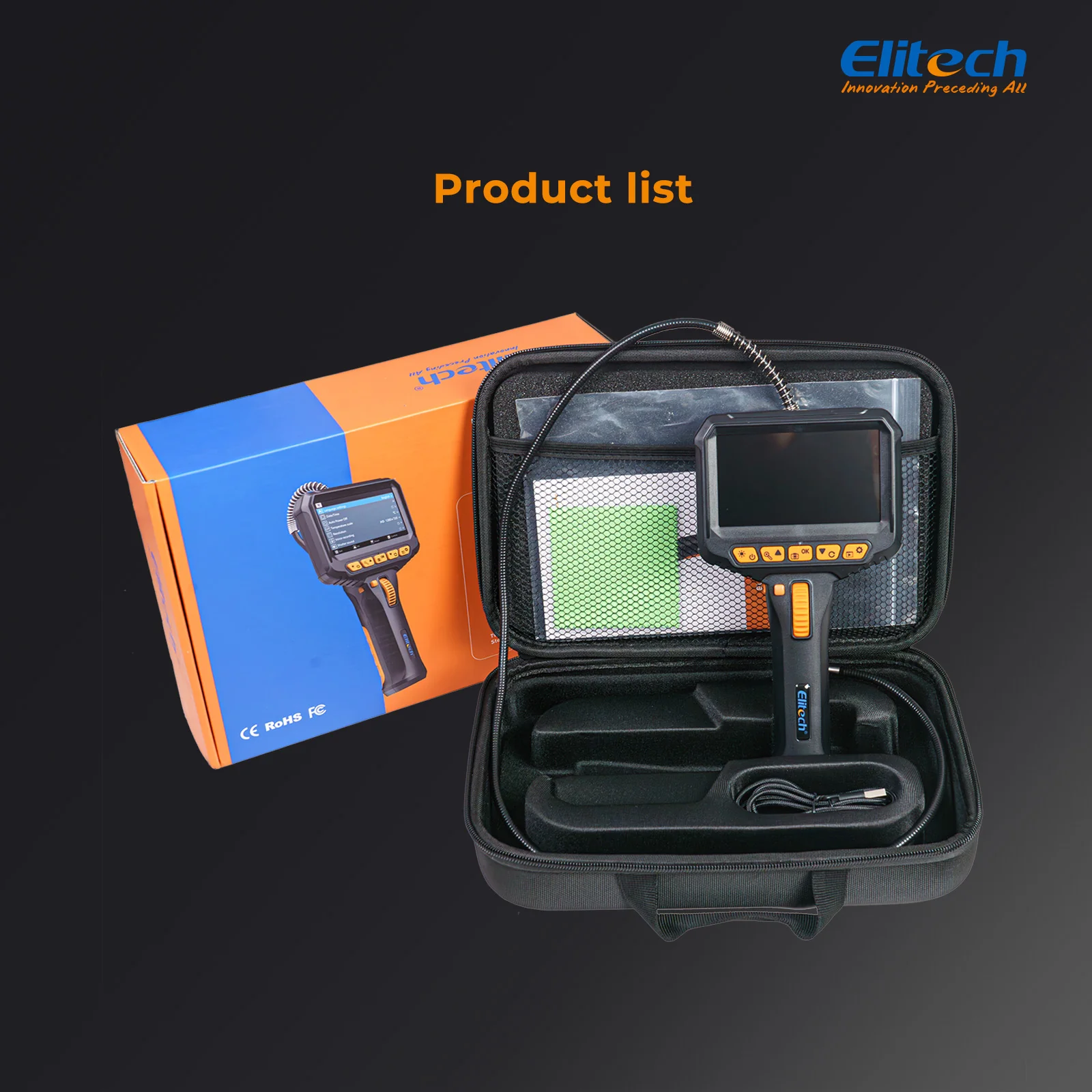 Elitech ELS240 Articulating Borescope Inspection Camera, Two-Way 180° Steering Endoscope with 4.3" IPS Screen, 6.2mm IP67 Waterproof Probe, 720P HD Industrial Scope for Automotive Mechanics - 1m - Image 7