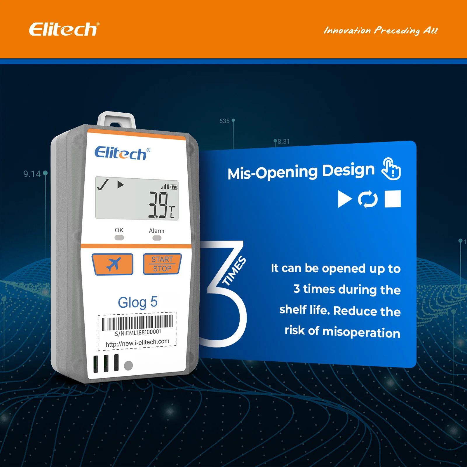 Elitech Glog 5 Singe-Use Temperature Data Logger 2G/4G Communication, Disposable IoT Recorder - Image 4
