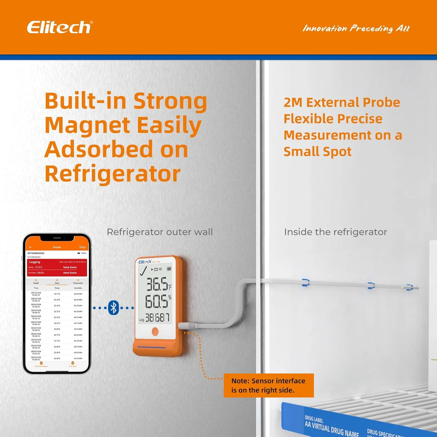 Elitech GSP-6 Pro GLE/THE Temperature and Humidity Data Logger with Glycol Bottle Temperature Sensor Dual External Sensors - Image 3