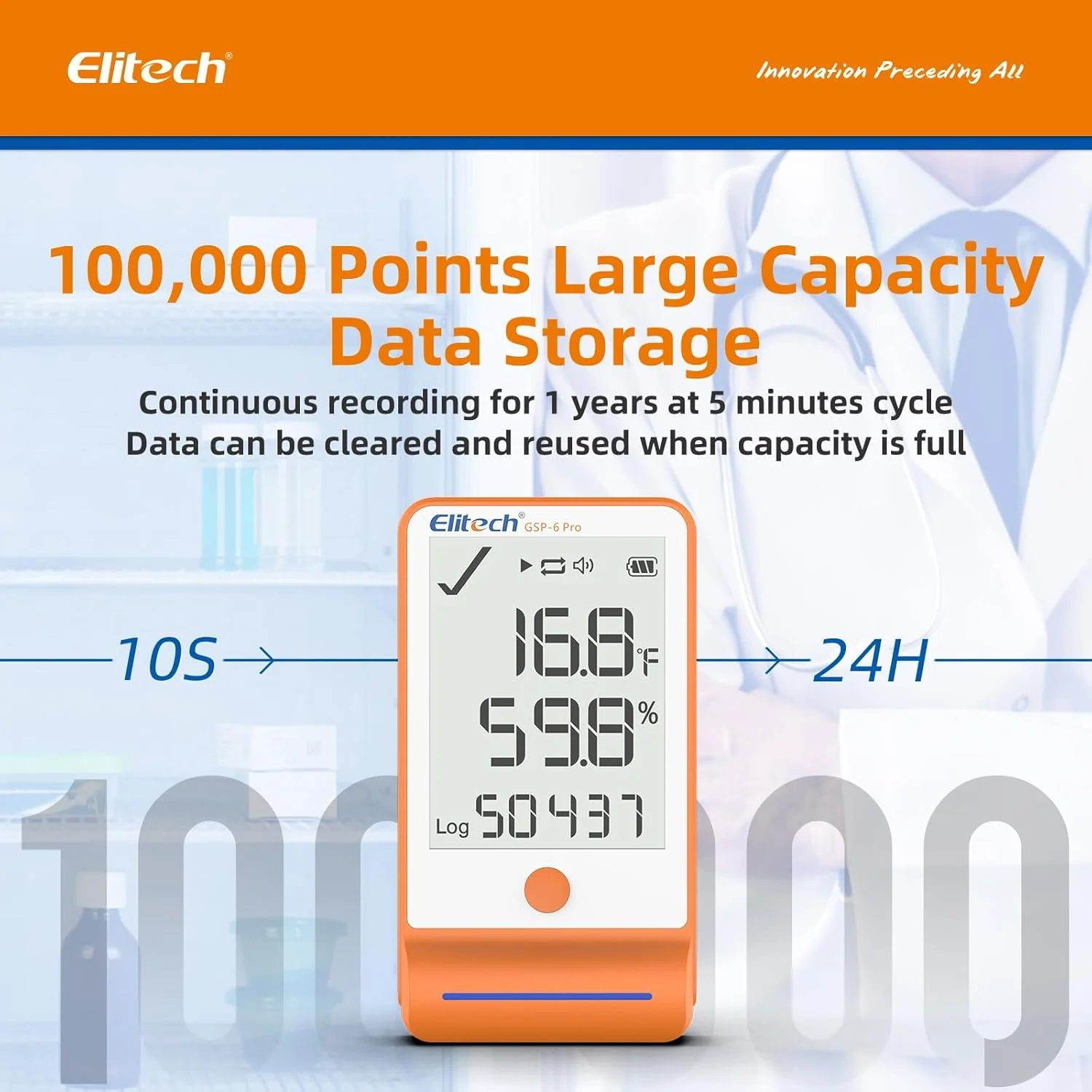 Elitech GSP-6 Pro GLE/THE Temperature and Humidity Data Logger with Glycol Bottle Temperature Sensor Dual External Sensors - Image 4