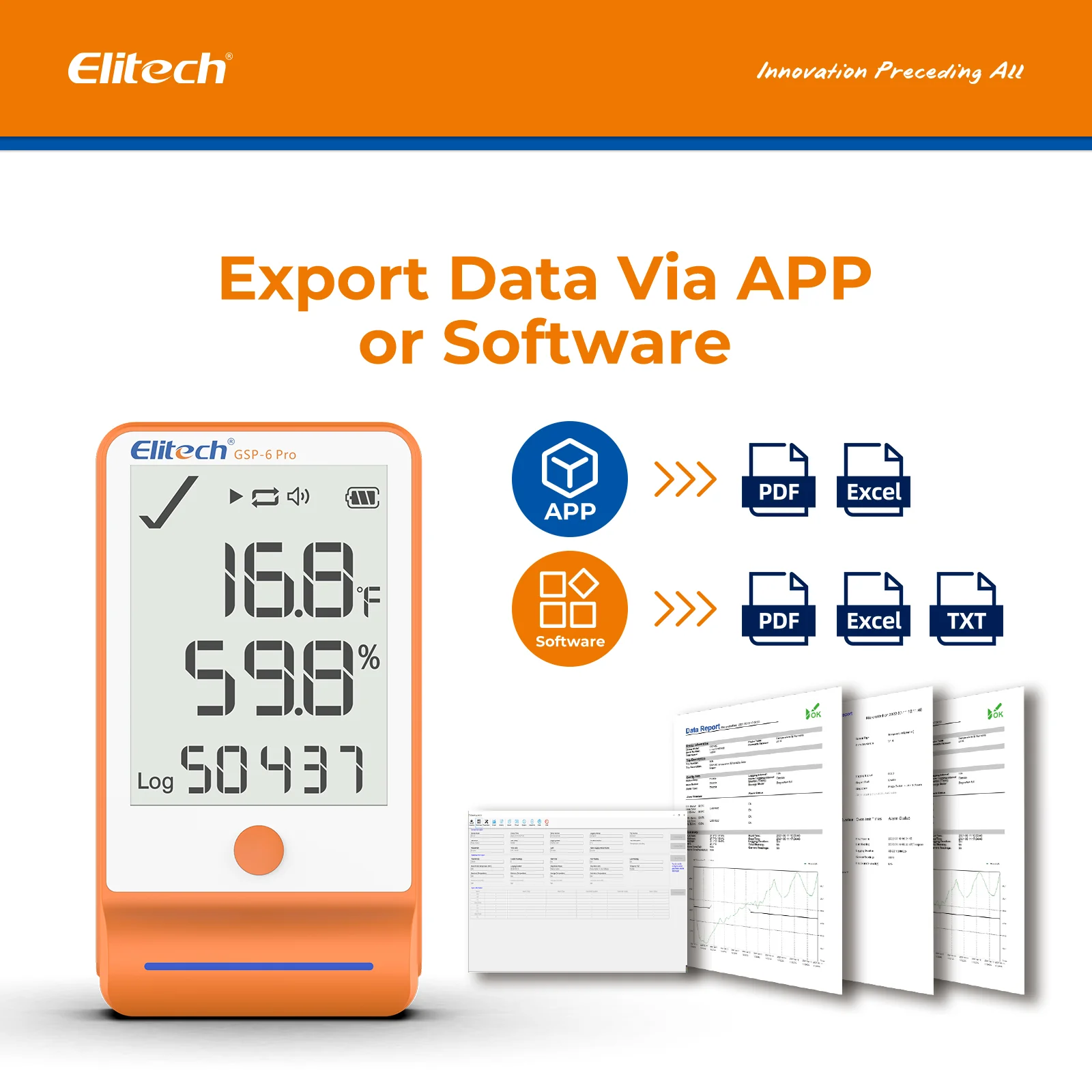 Elitech GSP-6Pro TE&THE Bluetooth Temperature and Humidity Data Logger Recorder with Calibration Certificate, 100000 Points, Shadow Data - Image 9