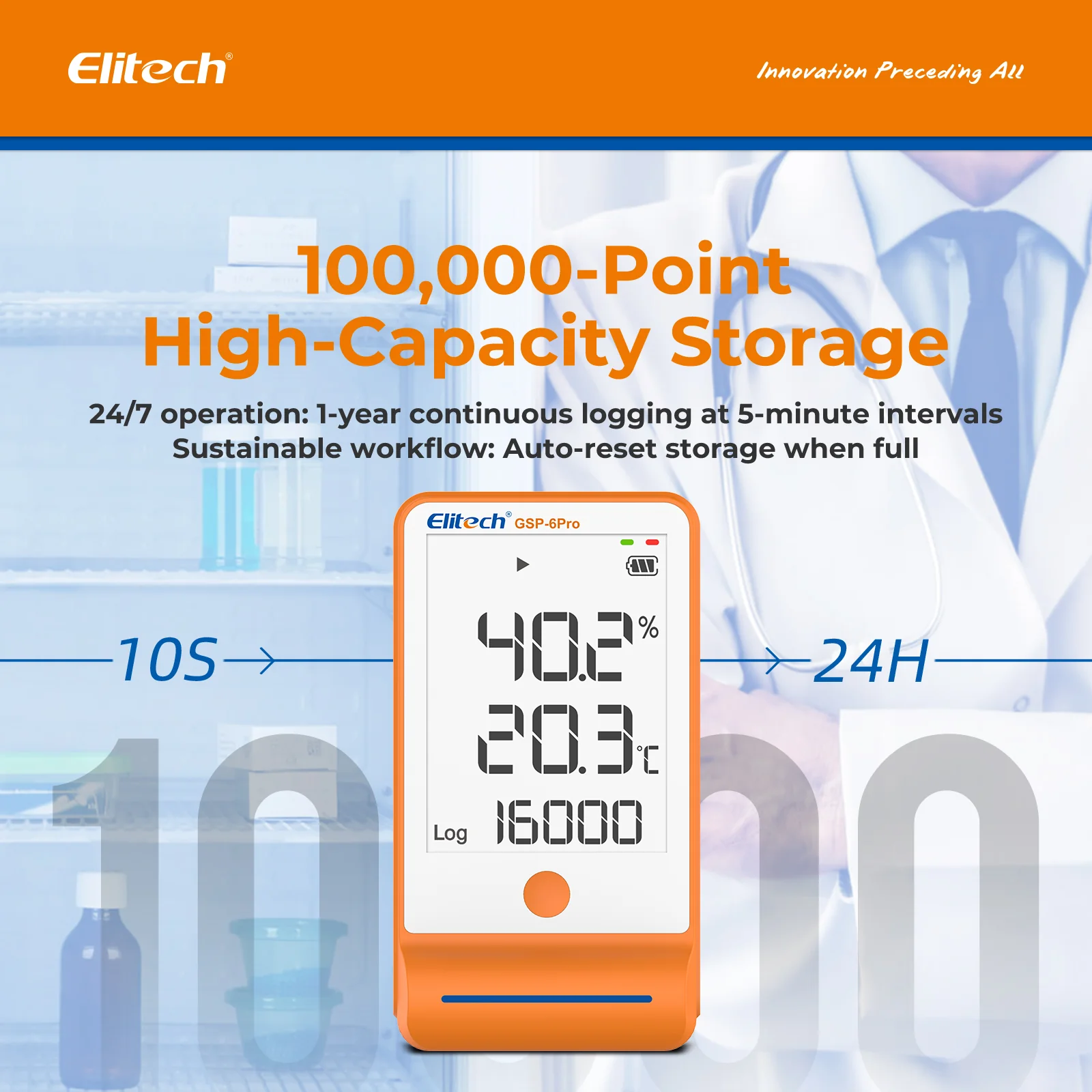 【Pack】Elitech GSP-6Pro TE&THE Bluetooth Temperature and Humidity Data Logger Recorder with Calibration Certificate, 100000 Points, Shadow Data - Image 7