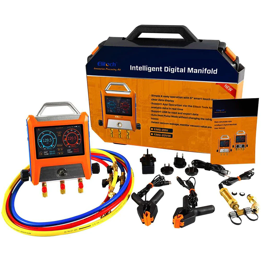Elitech HVAC Tools Set B - ILD-200 Refrigerant Leak Detector & EMG-20V Intelligent Digital Manifold & V700 Intelligent Vacuum Pump - Image 3