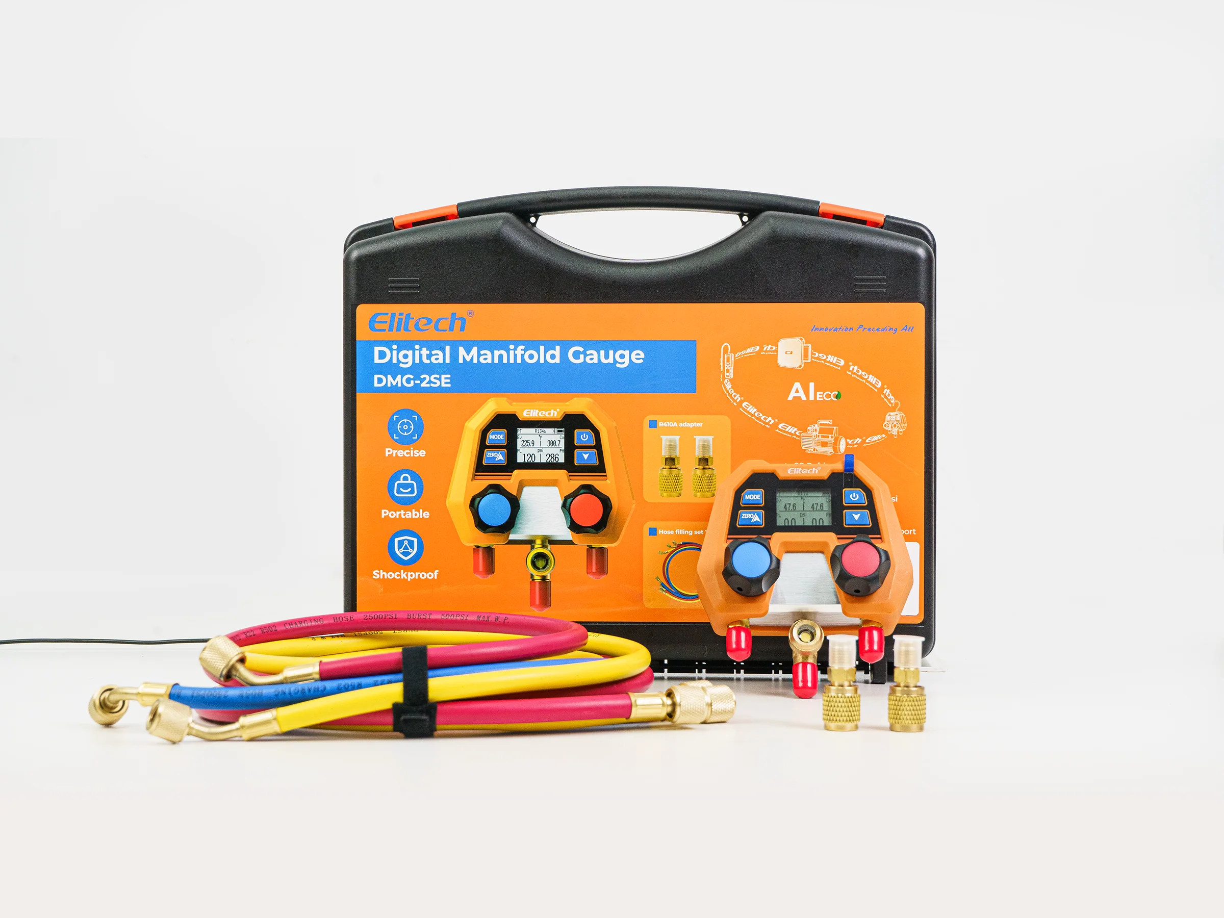Elitech HVAC Tools Set D&E - WJL-6000S Refrigerant Leak Detector & LMC-100F+ Refrigerant Scale & DMG-2SE-kit Digital Manifold Gauge & NVP-3/NVP-5 Vacuum Pump - Image 4
