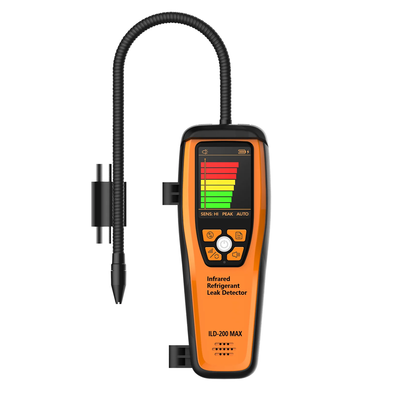 Elitech ILD-200 MAX Infrared Refrigerant Leak Detector High-Precision HVAC/R Leak Detection, 10-Year Sensor Lifetime, 1g/a Ultra-Low Detection, 4 Sensitivity Levels, Rechargeable Battery, TFT Display & Sound Alarm