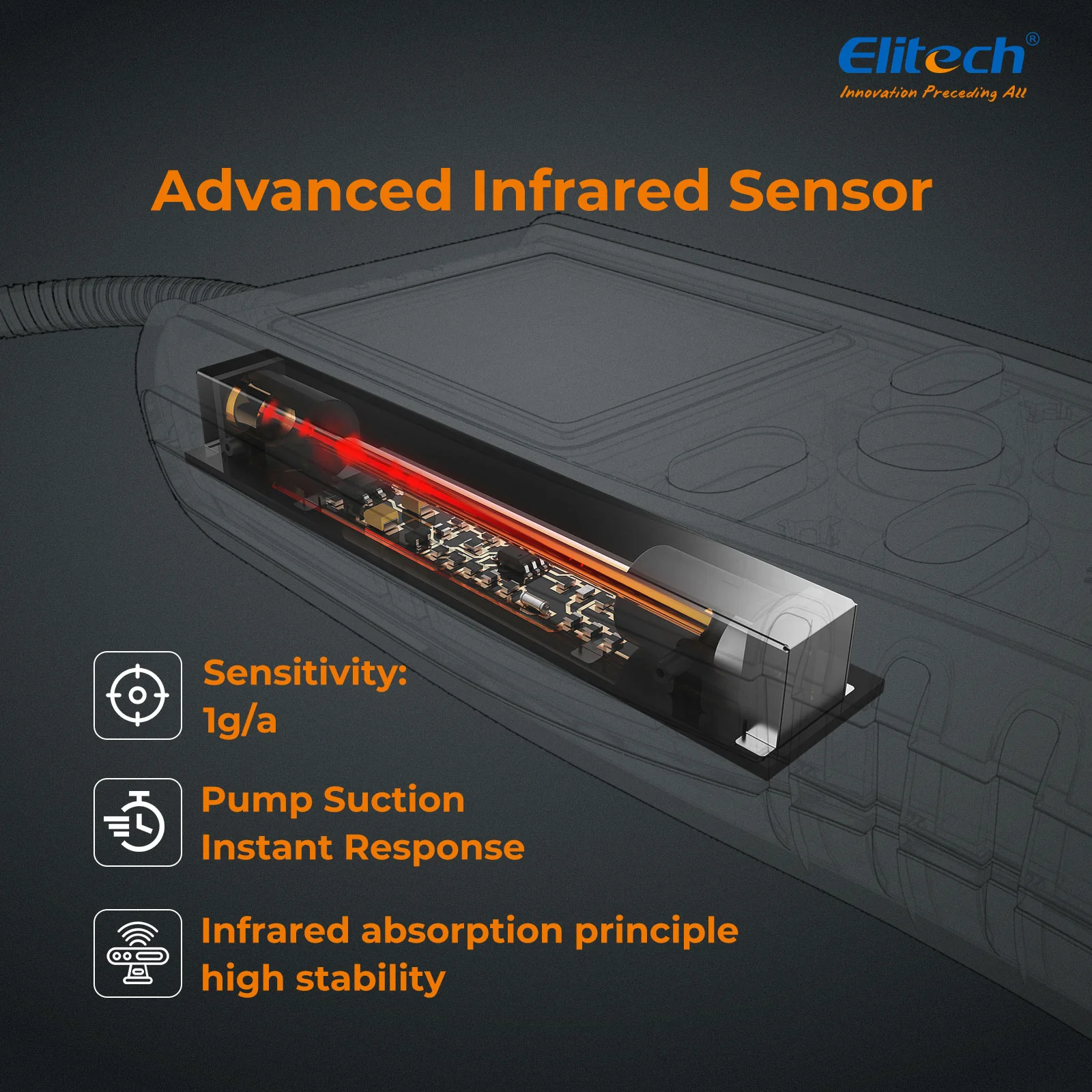 Elitech ILD-200 MAX Infrared Refrigerant Leak Detector High-Precision HVAC/R Leak Detection, 10-Year Sensor Lifetime, 1g/a Ultra-Low Detection, 4 Sensitivity Levels, Rechargeable Battery, TFT Display & Sound Alarm - Image 2