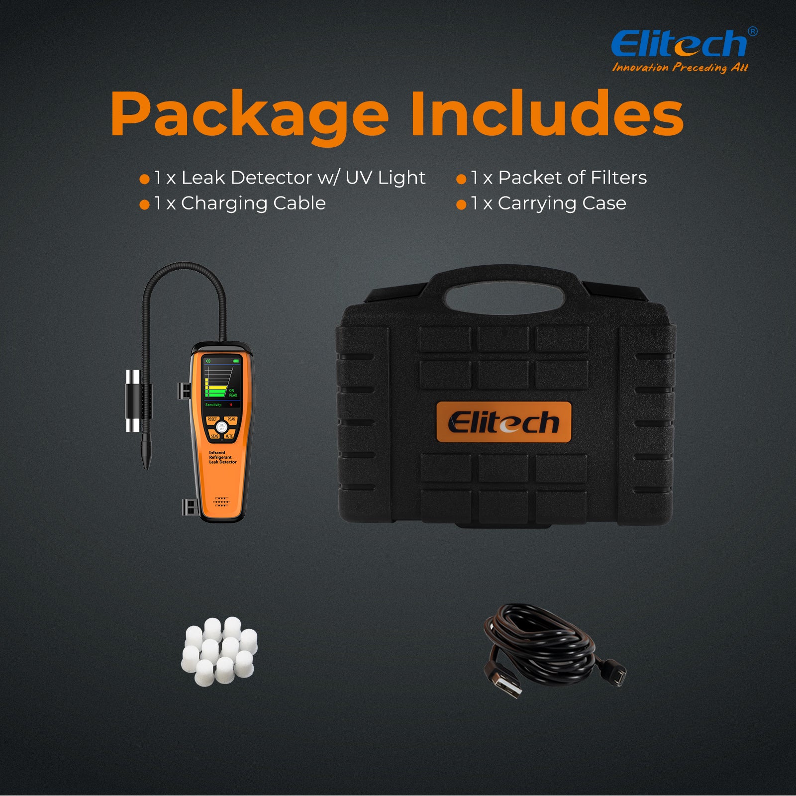 Elitech ILD-200 MAX Infrared Refrigerant Leak Detector High-Precision HVAC/R Leak Detection, 10-Year Sensor Lifetime, 1g/a Ultra-Low Detection, 4 Sensitivity Levels, Rechargeable Battery, TFT Display & Sound Alarm - Image 7