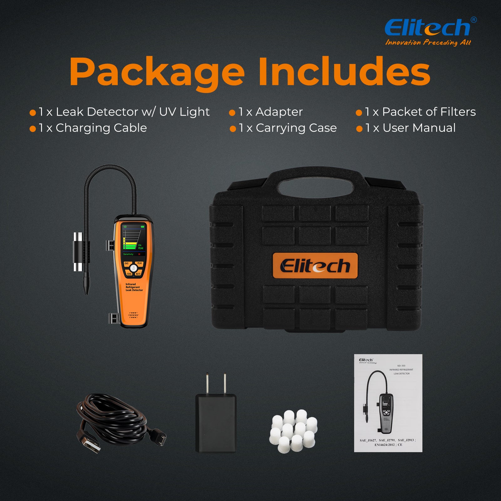 Elitech ILD-300 Electronic Refrigerant Heat Pump Leak Detector HVAC, Freon Leak Detector, Infrared Sensor up to 10 years' service life, 4g/yr, Gas Selection - Image 5