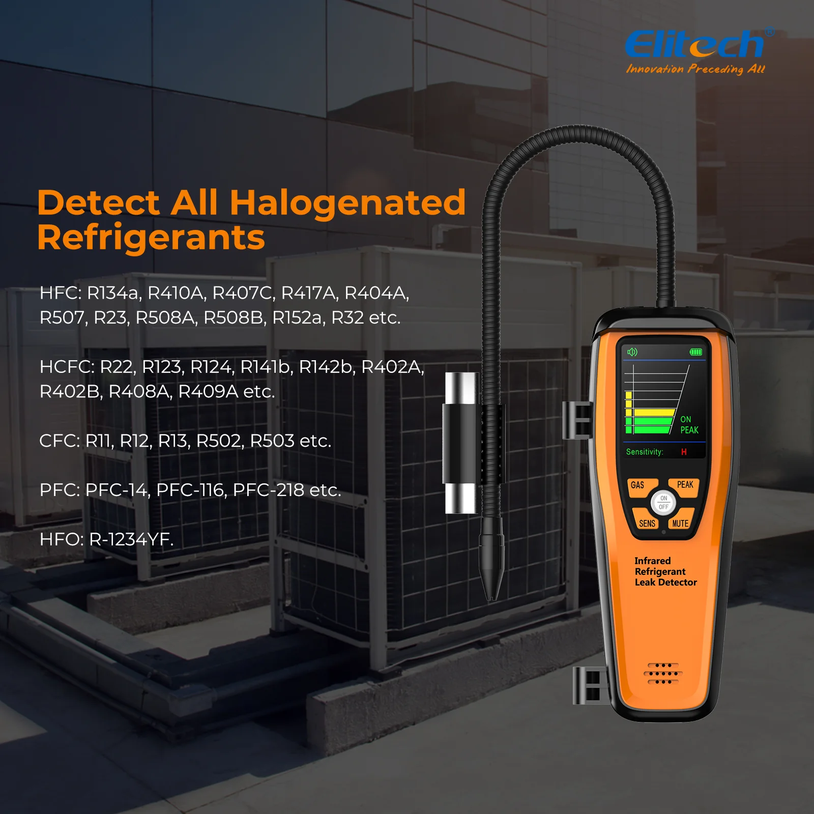 Elitech ILD-300 Electronic Refrigerant Heat Pump Leak Detector HVAC, Freon Leak Detector, Infrared Sensor up to 10 years' service life, 4g/yr, Gas Selection - Image 7