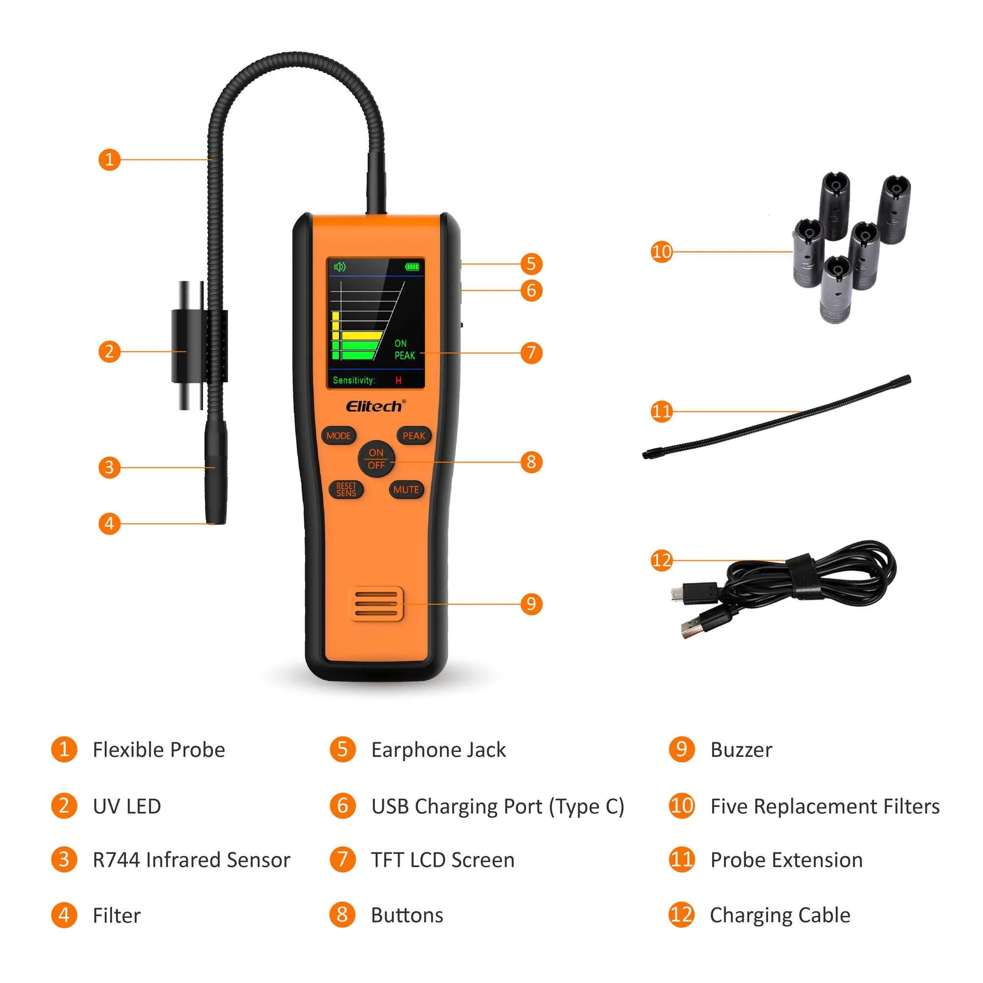 Elitech Inframate C CO2 Carbon Dioxide Leak Detector, R744 Refrigeration Heat Pump Leakage Tester, R-744 Gas Detector for HVACR - Image 5