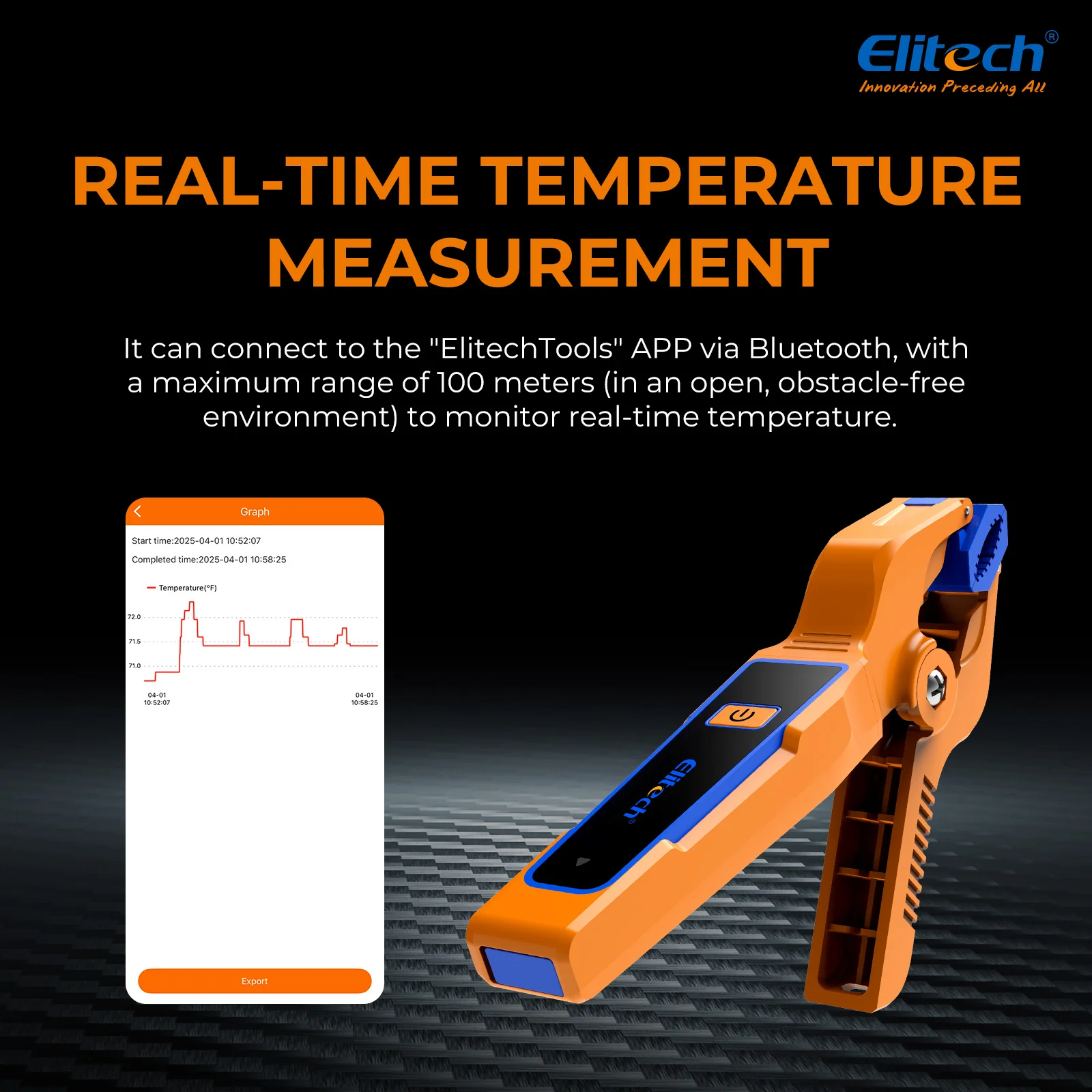 Elitech IPT-01 Wireless Temperature Clamp for HVAC Heating and Cooling Systems T-Type Thermometer, High Precision, Data Logging & Remote Monitoring HVAC Temperature Probe with Bluetooth and App Operation - Image 3