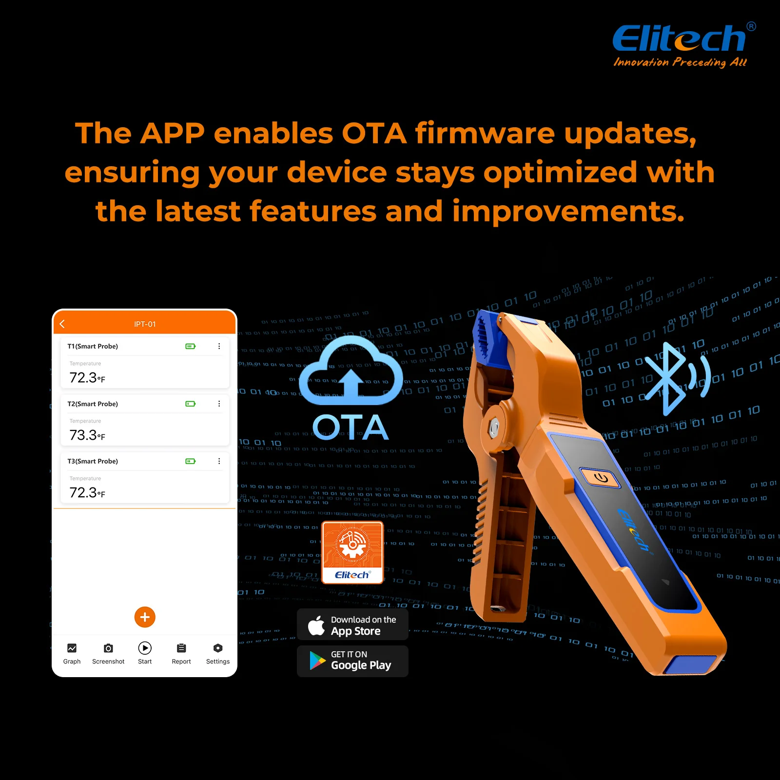 Elitech IPT-01 Wireless Temperature Clamp for HVAC Heating and Cooling Systems T-Type Thermometer, High Precision, Data Logging & Remote Monitoring HVAC Temperature Probe with Bluetooth and App Operation - Image 5