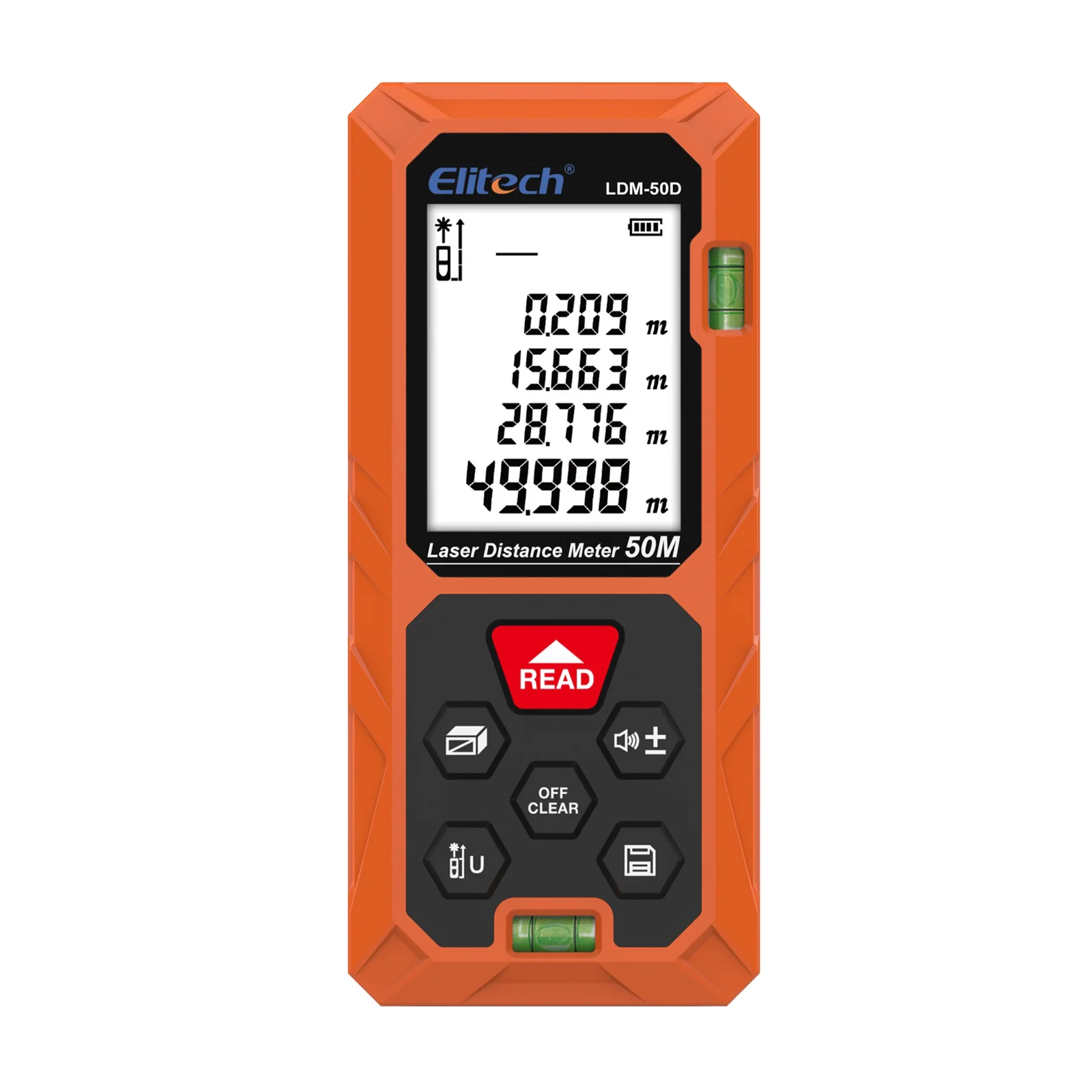 Elitech LDM-50D Laser Distance Meter 165ft, Digital Measure Tool with Area/Volume/Pythagoras Mode, Backlit LCD, 99 Data Records, ±2mm Accuracy, Ft/In/M Unit Switch, Ideal for Home DIY & Interior Design