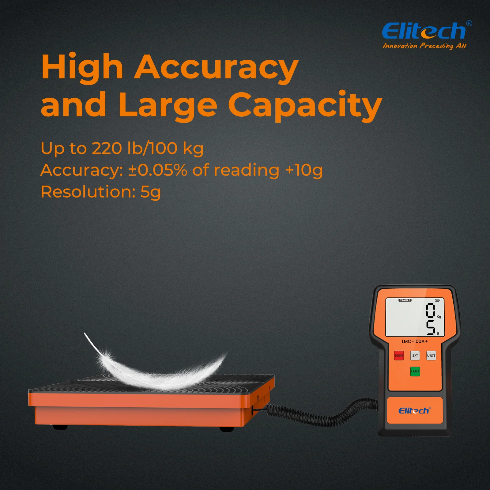 Elitech LMC-100A+ Electronic Refrigerant Scale 100kg Digital Freon Charging Scale for HVAC Heat Pumps A/C - Image 2