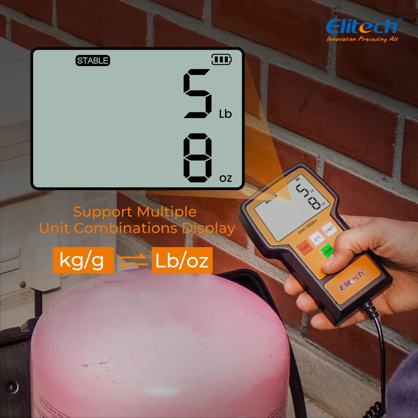 Elitech LMC-100A+ Electronic Refrigerant Scale 100kg Digital Freon Charging Scale for HVAC Heat Pumps A/C - Image 3
