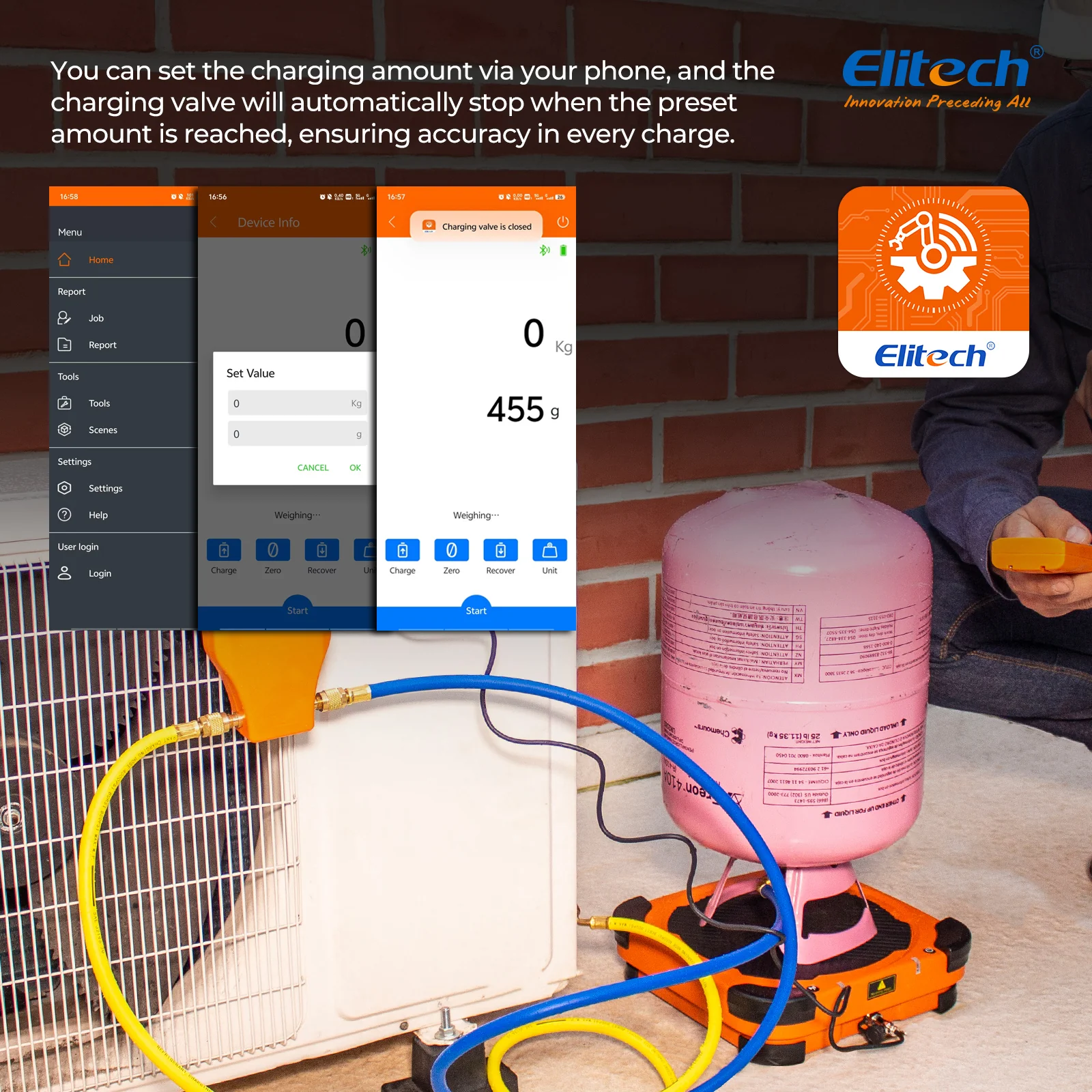 Elitech LMC-310 Wireless Refrigerant Heat Pump Scale HVAC Weight Scale with Overweight Protection 220Lbs/100Kg - Image 3