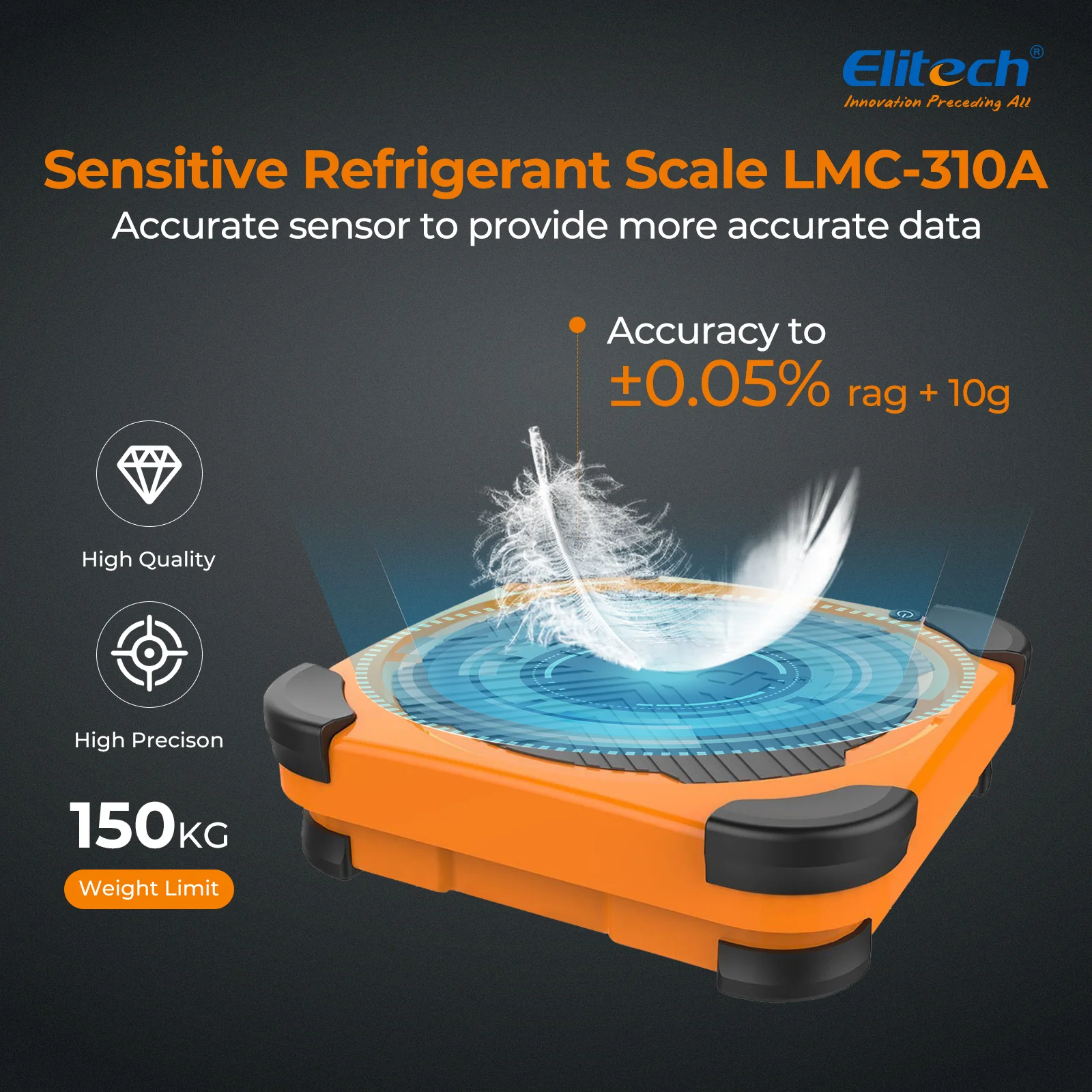 Elitech LMC-310A Wireless Refrigerant Heat Pump Scale HVAC Digital Charging Scale 330Lbs/150Kg - Image 3