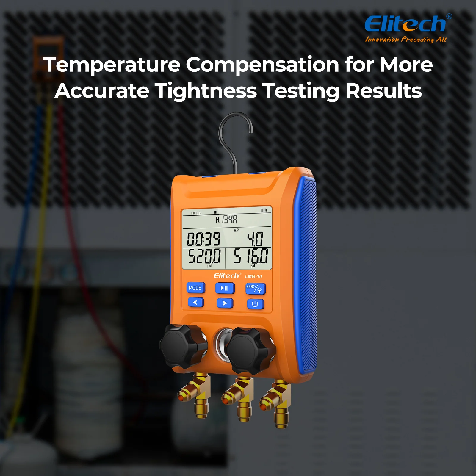 Elitech LMG-10 Refrigeration Heat Pump Digital Manifold Gauge Set, High-Precision Pressure Temperature Vacuum Leakage Tester Dignostic Meter Kit - Image 9