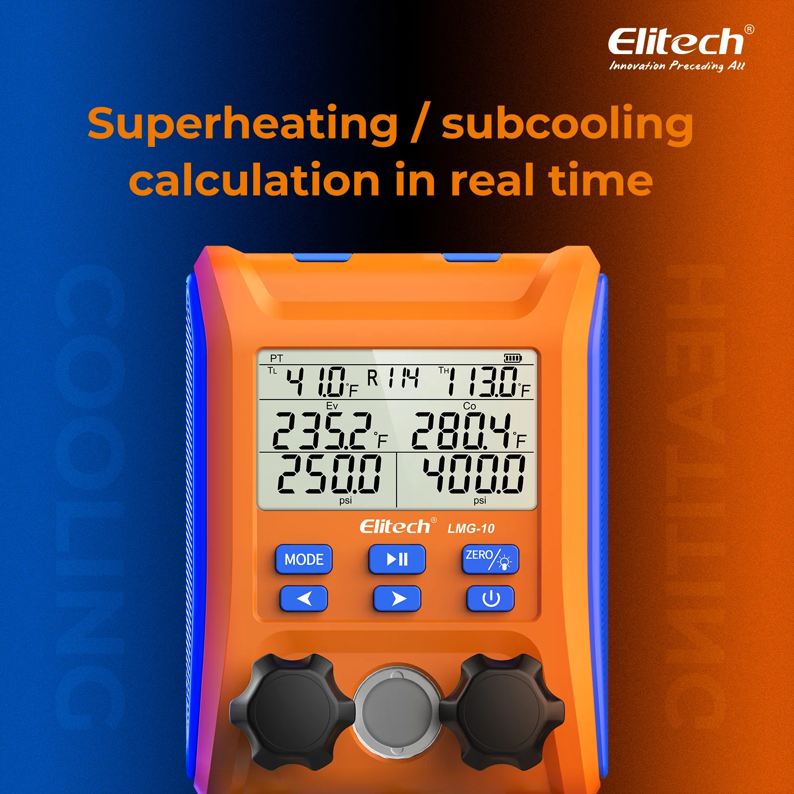 Elitech LMG-10 Refrigeration Heat Pump Digital Manifold Gauge Set, High-Precision Pressure Temperature Vacuum Leakage Tester Dignostic Meter Kit - Image 8