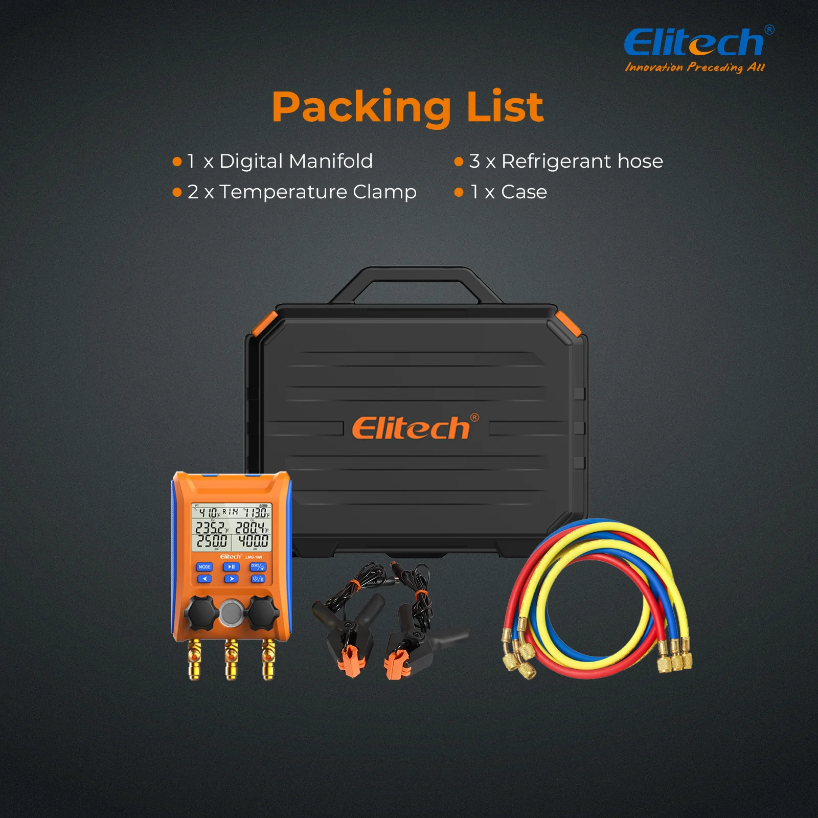 Elitech LMG-10W Refrigeration Heat Pump Digital Manifold Gauge Set 2-Way Valve AC Gauges App Control with Temperature Clamps - Image 7