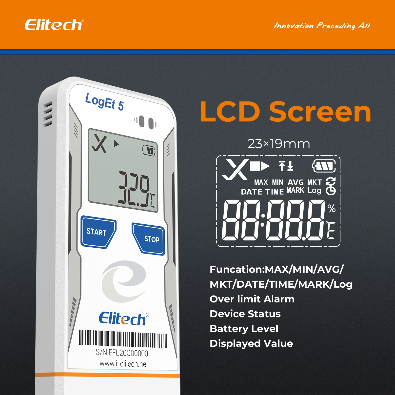 Elitech LogEt 5 TE Temperature Data Logger with External Probe Reusable Recorder, Shadow Data, Auto PDF/ CSV Report, 32000 Points - Image 4