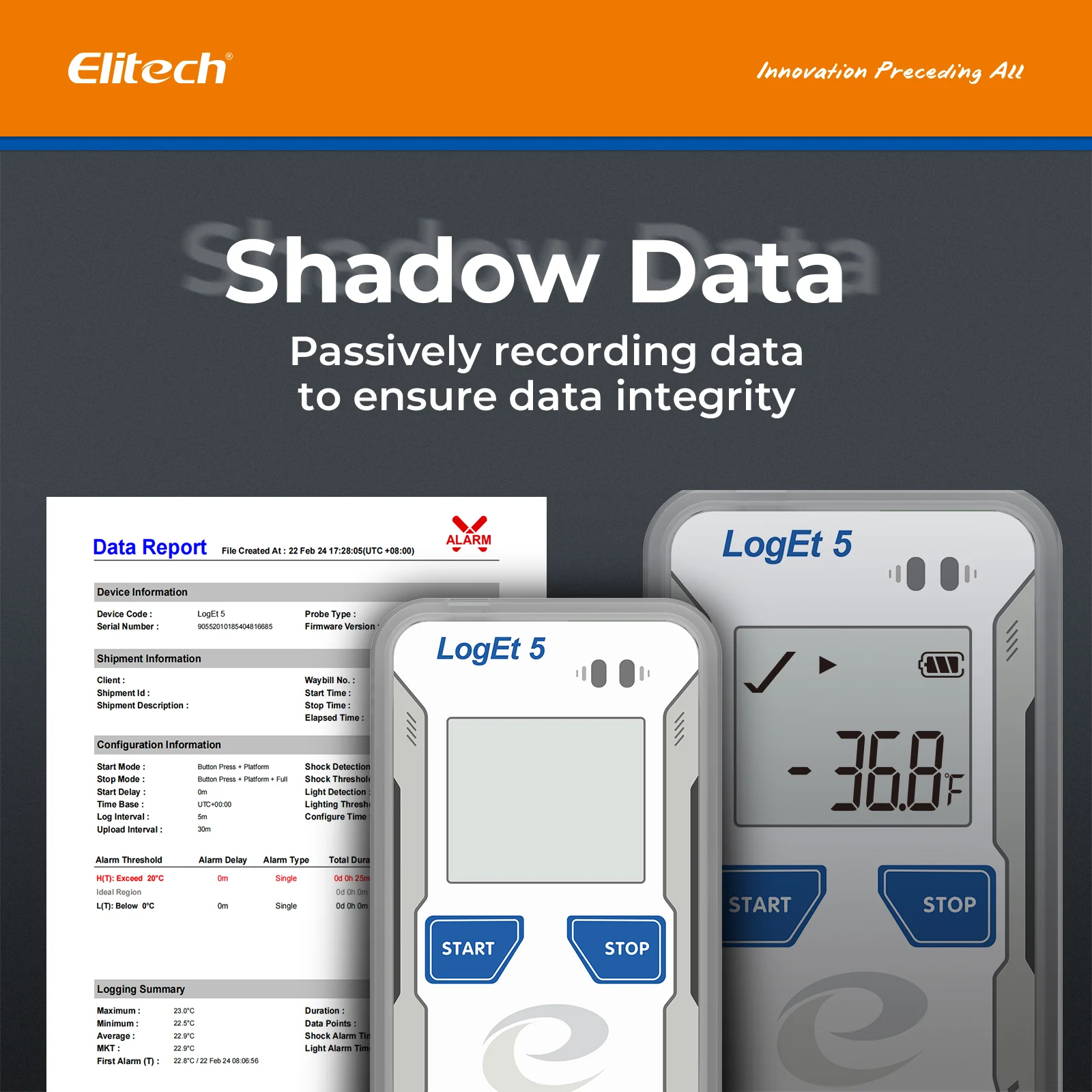 Elitech LogEt 5B Series Bluetooth Temperature Humidity Data Logger Reusable Recorder with Shadow Data, Auto PDF/ CSV Report, 32000 Points - Image 4