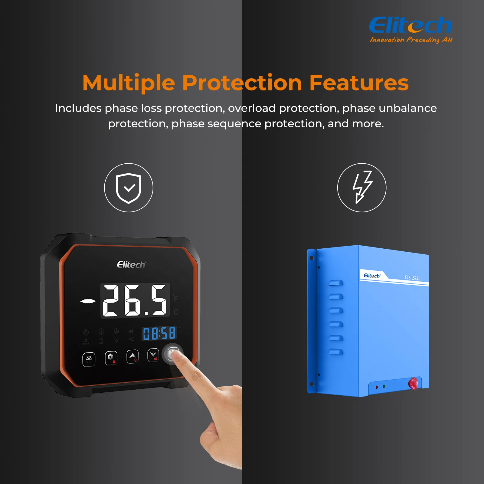 Elitech LS200 WiFi Single-phase Split Plastic Electric Control Panel With Refrigeration 3HP, Defrost, Fan, Light and Alarm Output 100-256VAC WiFi Network, With Temperature & Defrost Probe Sensor, Three-way Digital Inputs, RS-485 & Bluetooth - Image 4