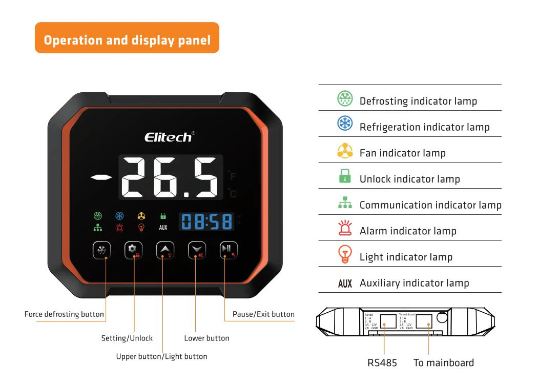 Elitech LS200 WiFi Single-phase Split Plastic Electric Control Panel With Refrigeration 3HP, Defrost, Fan, Light and Alarm Output 100-256VAC WiFi Network, With Temperature & Defrost Probe Sensor, Three-way Digital Inputs, RS-485 & Bluetooth - Image 8
