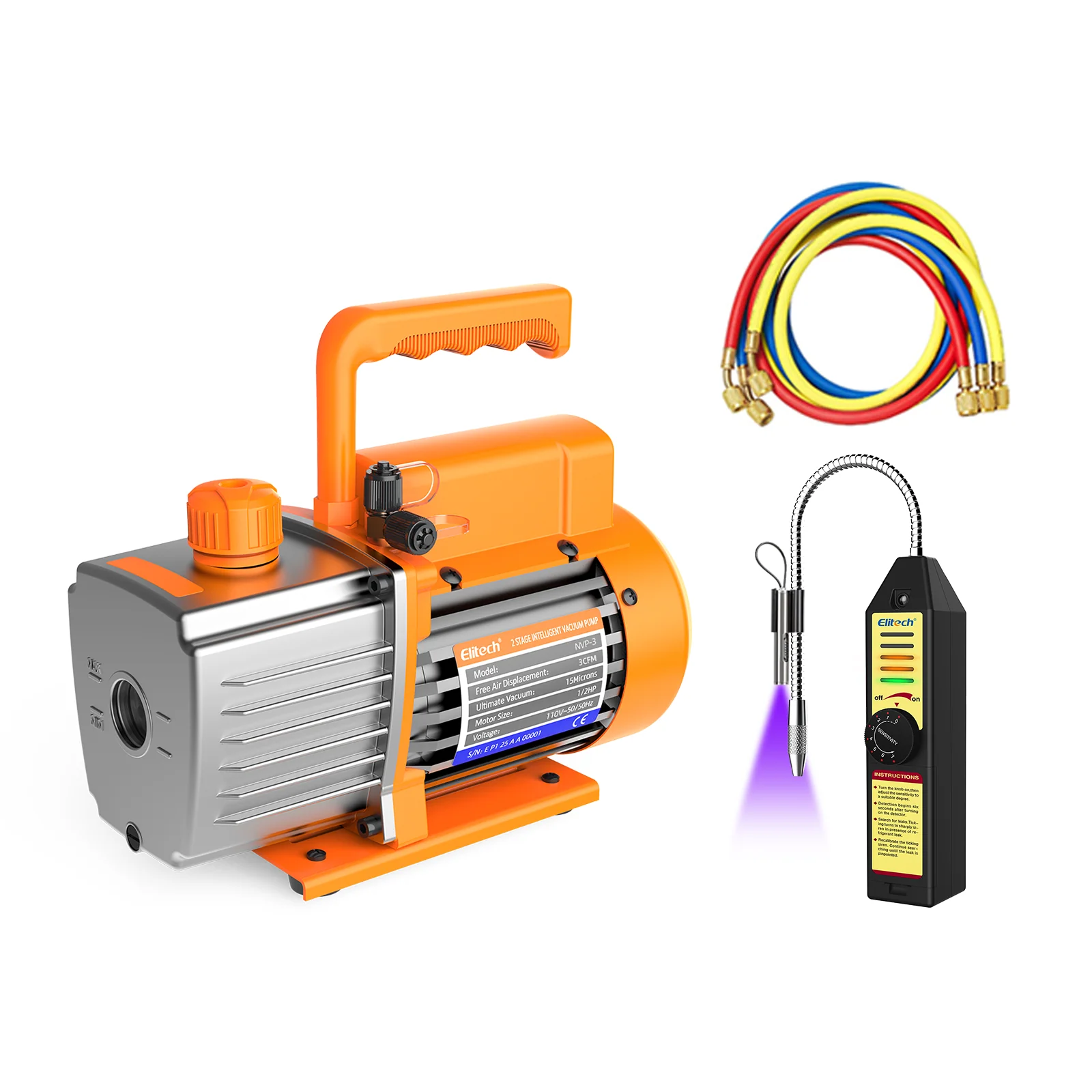 Elitech NVP-3 HVAC 220V Vacuum Pump 3CFM 1.5L/S 1/4HP Single Stage Rotary Vane Air Vacuum Pump for HVAC and Refrigeration Systems,  Durable and Easy to Maintain - Image 6