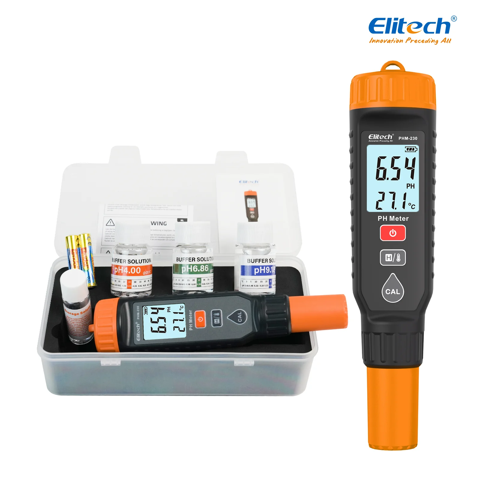 Elitech PHM-230 pH Pen Meter with Calibration Supplies, Reliable Digital Tester for pH, Temperature in Growing Solutions, Optimal Plant Health and Yield