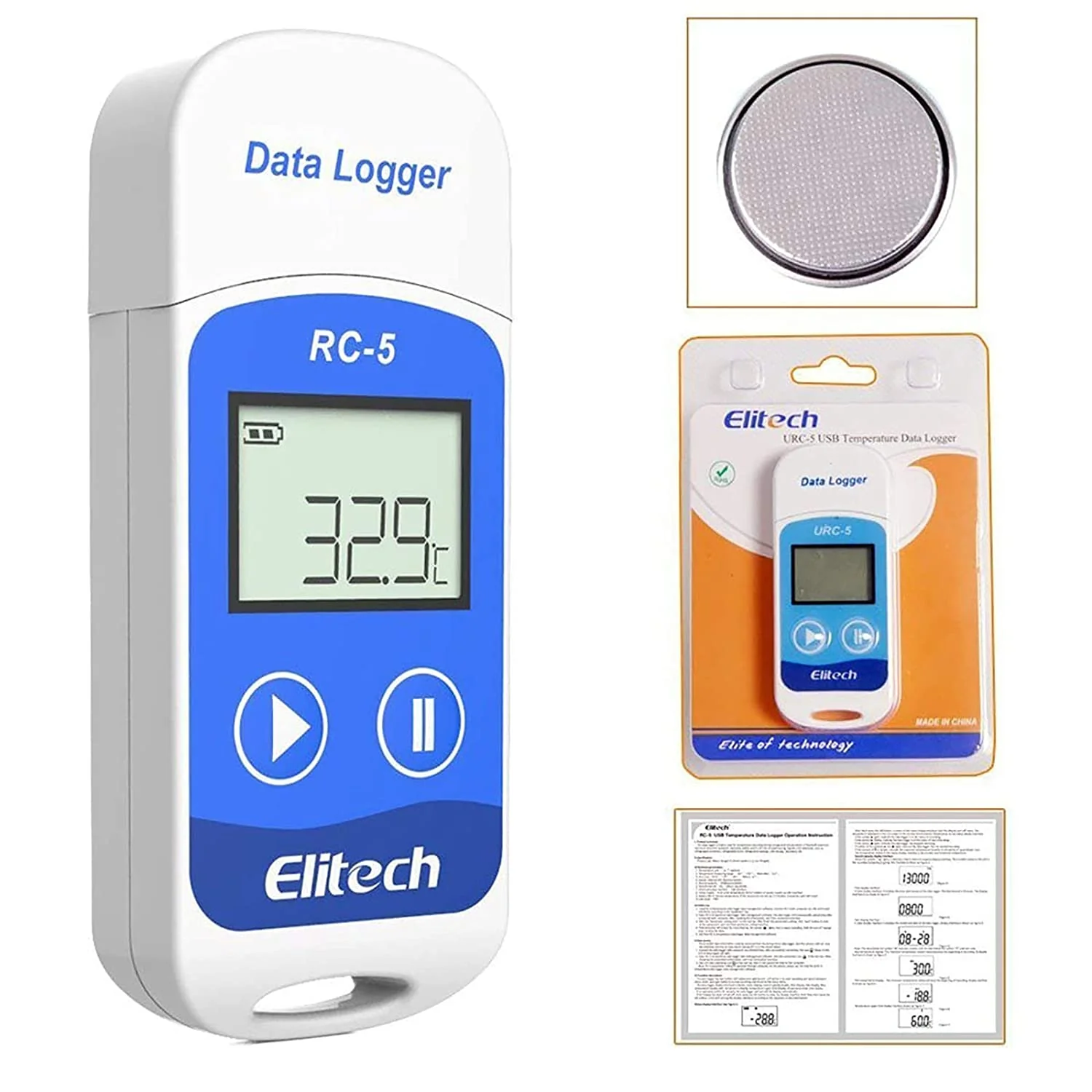Elitech RC-5 Temperature Data Logger, Data Recorder, USB 2.0 Graphic Report, 32000 Points with Internal Sensor - Image 3
