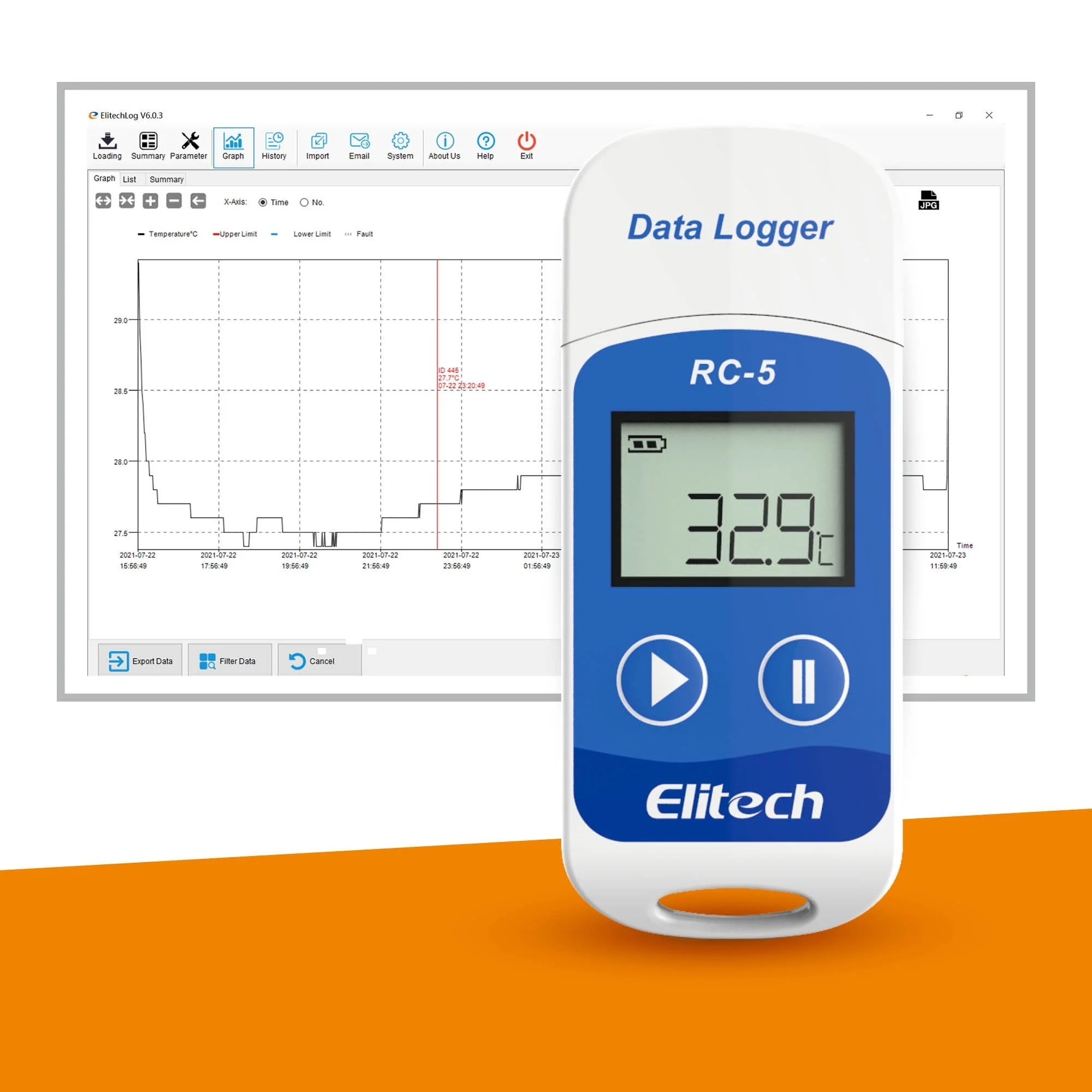 Elitech RC-5 Temperature Data Logger, Data Recorder, USB 2.0 Graphic Report, 32000 Points with Internal Sensor - Image 6
