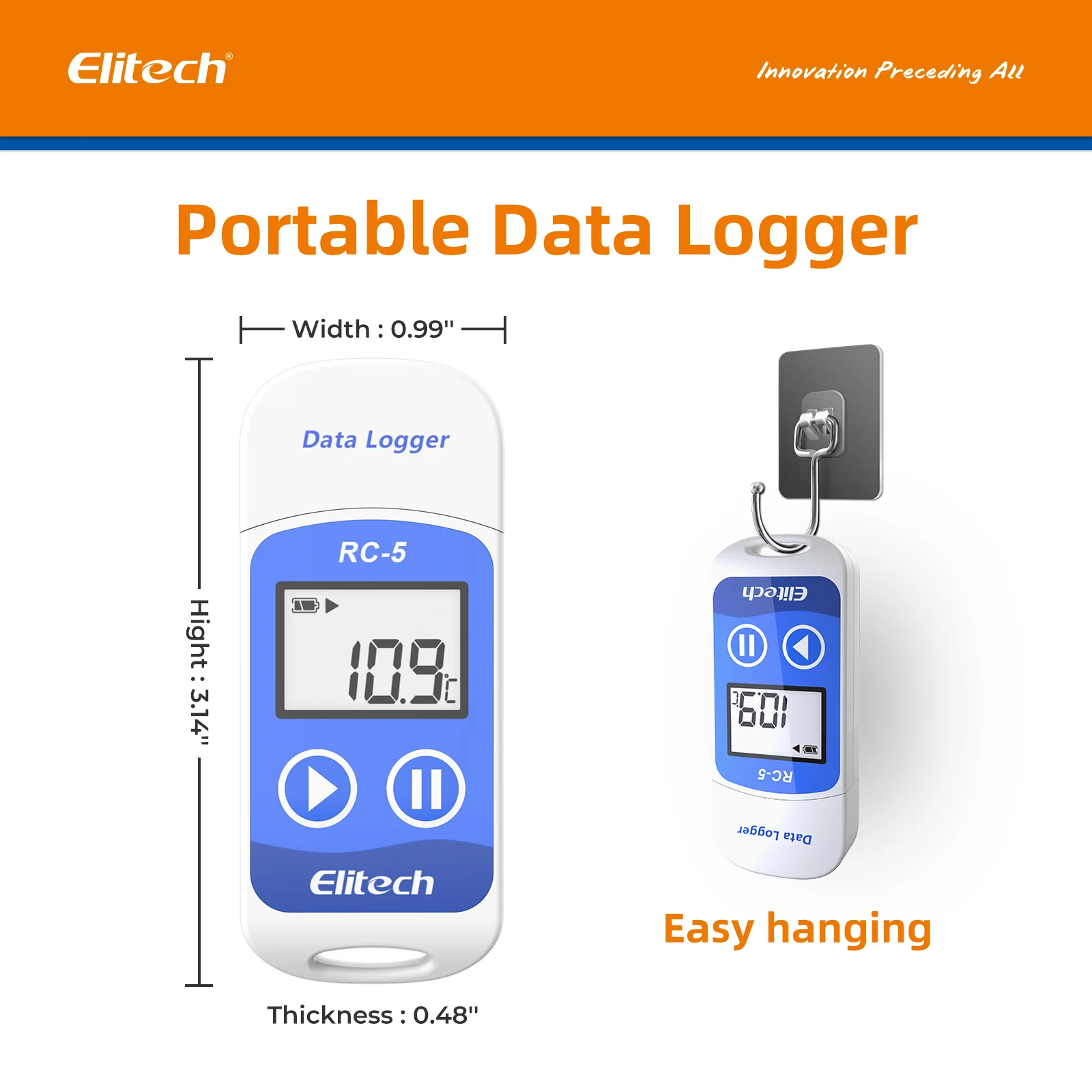 Elitech RC-5 Temperature Data Logger, Data Recorder, USB 2.0 Graphic Report, 32000 Points with Internal Sensor - Image 8