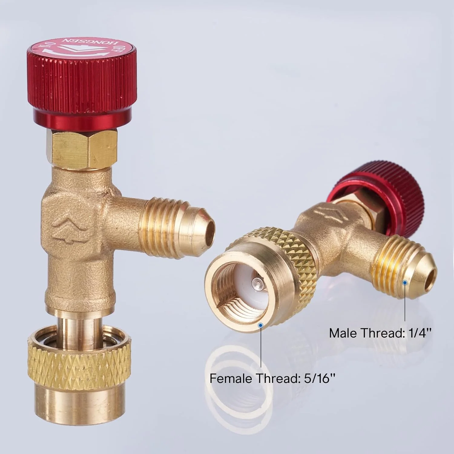 Elitech RCV410A R32 R410a Refrigerant Charging Safety  Valve, 1/4" Male to 5/16" Female,  for R32 R410a Air Conditioner Manifold Brass Low Loss Fittings - Image 4