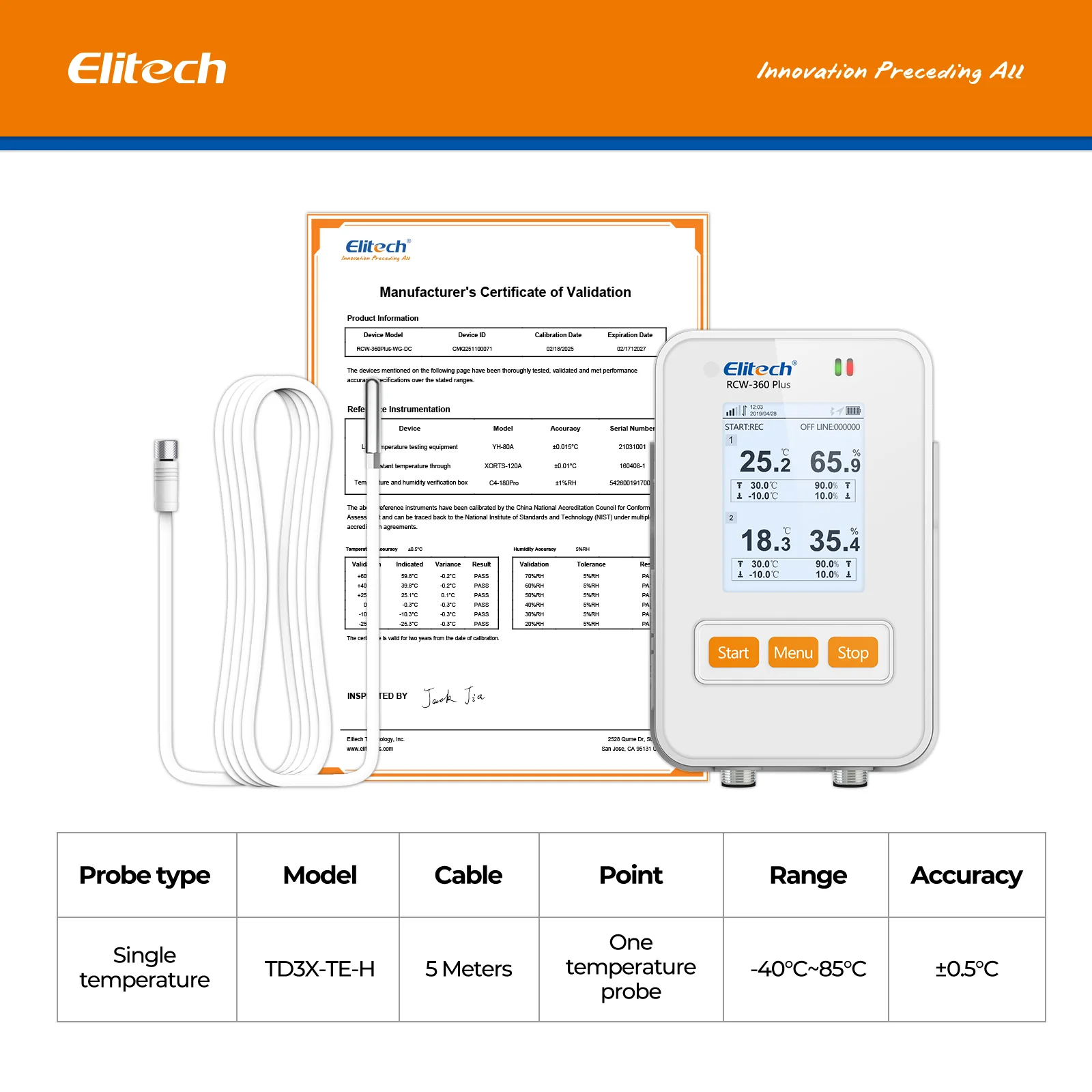 Elitech RCW-360Plus-WG-DC WiFi + 4G Cellulari Real-Time Digital Temperature Humidity Light Data Logger with Diverse Replaceable Probes(Sold Separately), 100,000 Points, Cloud Data Storage, SMS/Email/APP/Web Alarm, TFT Color Screen - Image 5