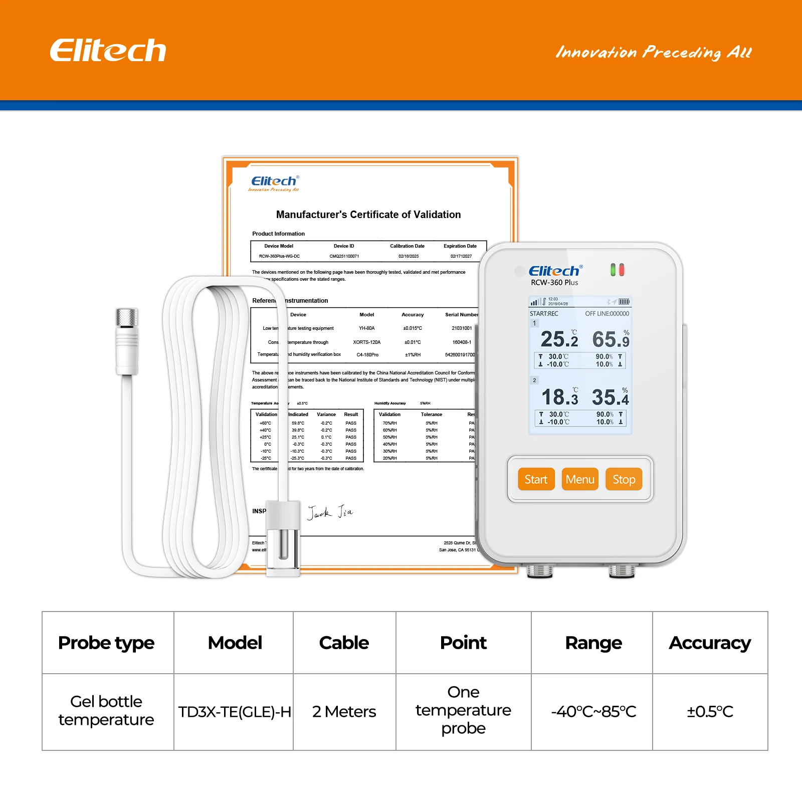 Elitech RCW-360Plus-WG-DC WiFi + 4G Cellulari Real-Time Digital Temperature Humidity Light Data Logger with Diverse Replaceable Probes(Sold Separately), 100,000 Points, Cloud Data Storage, SMS/Email/APP/Web Alarm, TFT Color Screen - Image 6