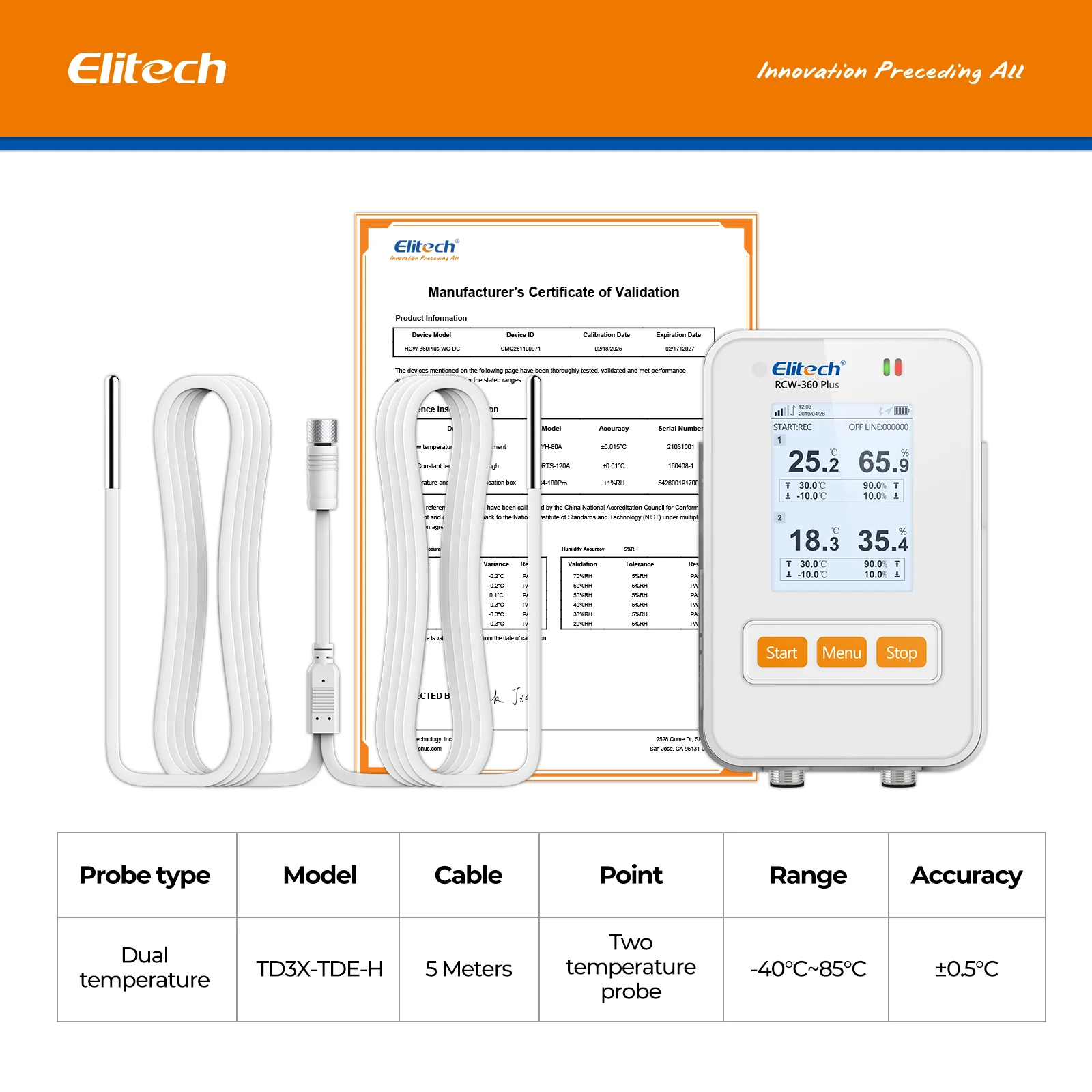 Elitech RCW-360Plus-WG-DC WiFi + 4G Cellulari Real-Time Digital Temperature Humidity Light Data Logger with Diverse Replaceable Probes(Sold Separately), 100,000 Points, Cloud Data Storage, SMS/Email/APP/Web Alarm, TFT Color Screen - Image 8