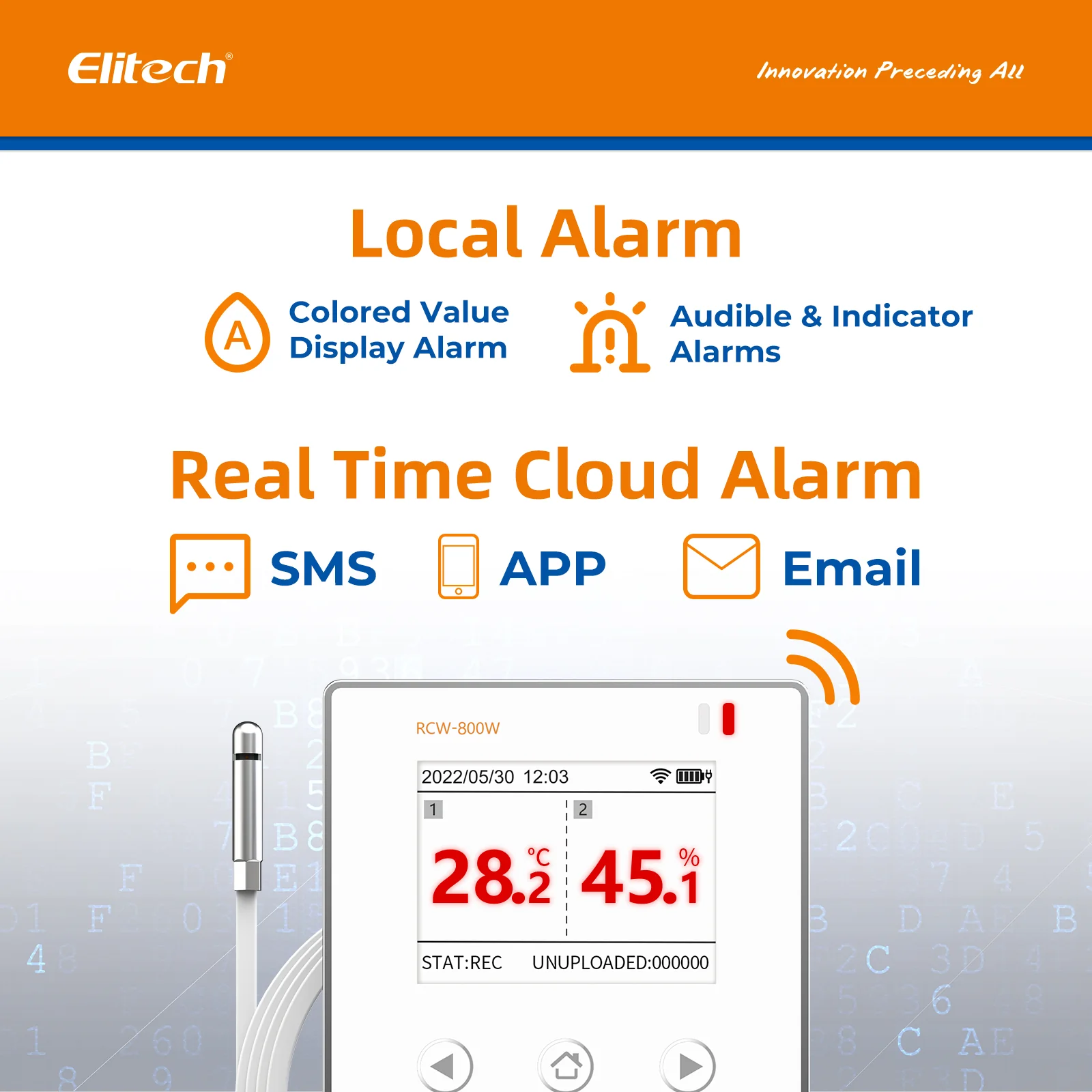 Elitech RCW-800W-THE Wireless Temperature & Humidity Data Logger, WIFI Remote Temperature & Humidity Recorder for Refrigerator - Image 3
