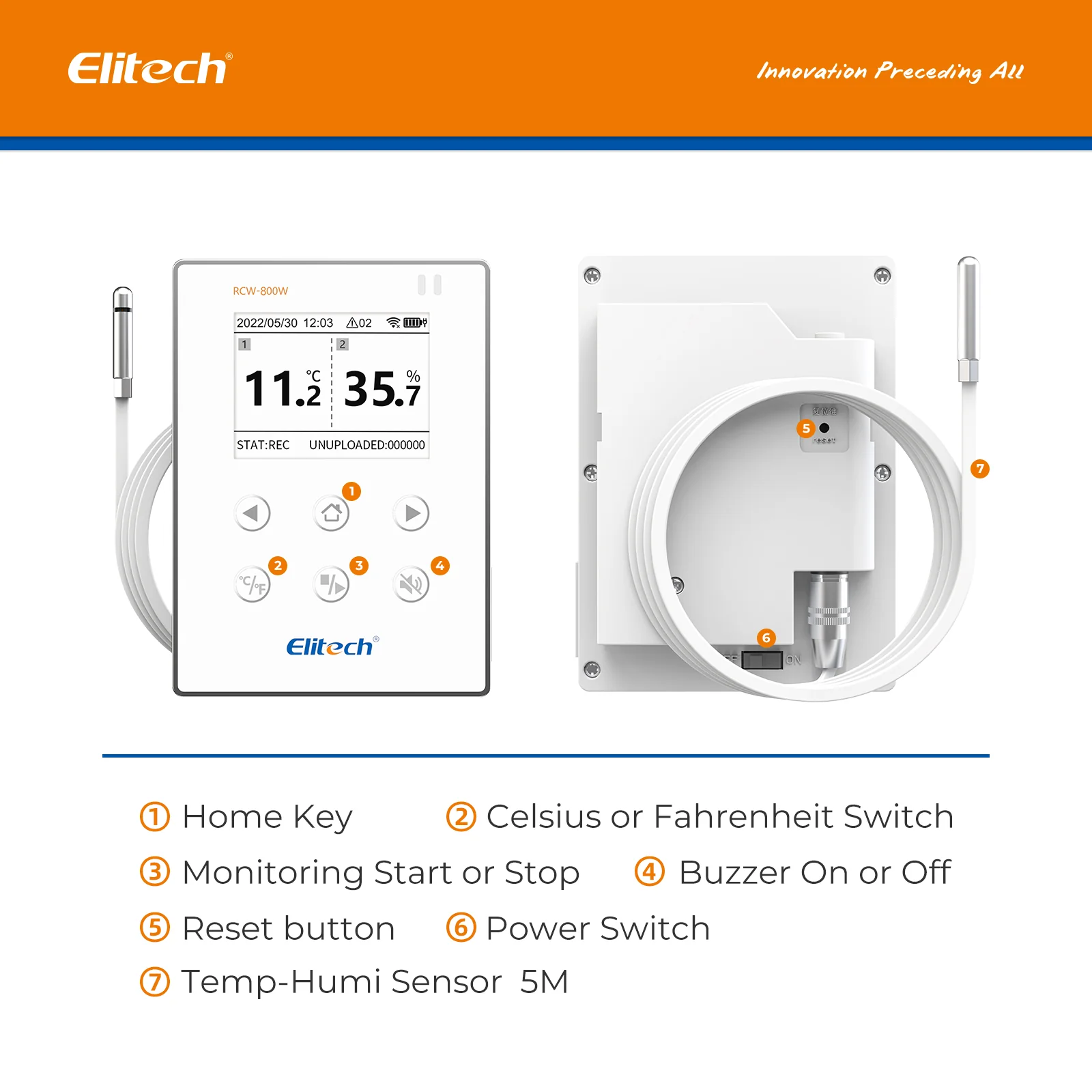 Elitech RCW-800W-THE Wireless Temperature & Humidity Data Logger, WIFI Remote Temperature & Humidity Recorder for Refrigerator - Image 7
