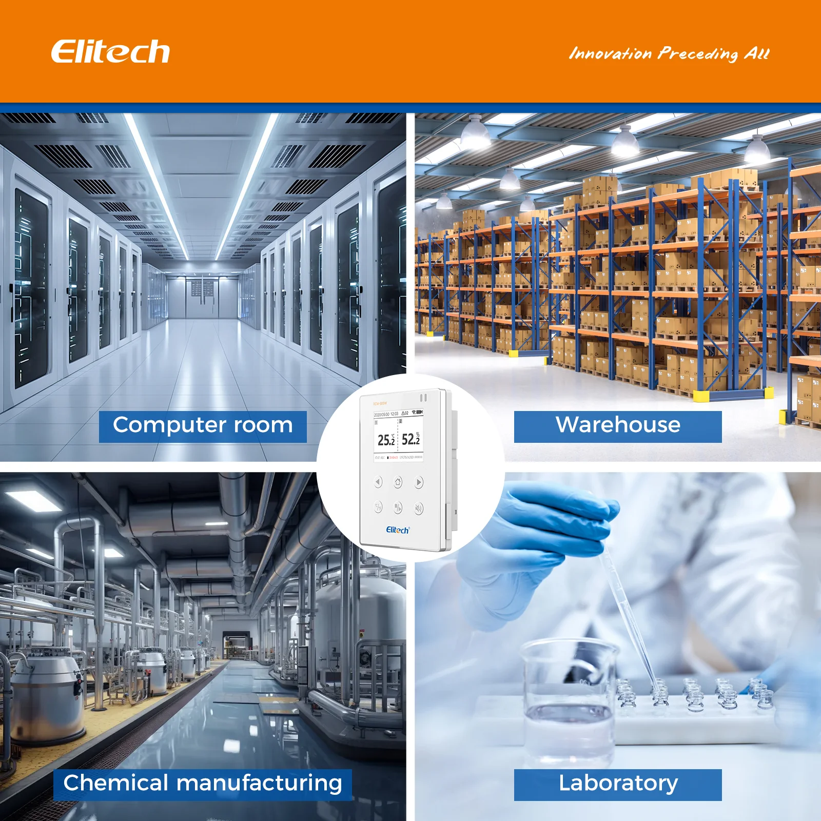 Elitech RCW-800W-WI WiFi Real-time Temperature Humidity Data Logger Water Leak Detector, SMS/Email/APP Alert, Cloud Data Storage, 10M Patch Cord (-40℃~80℃, : 0~100%RH) - Image 5