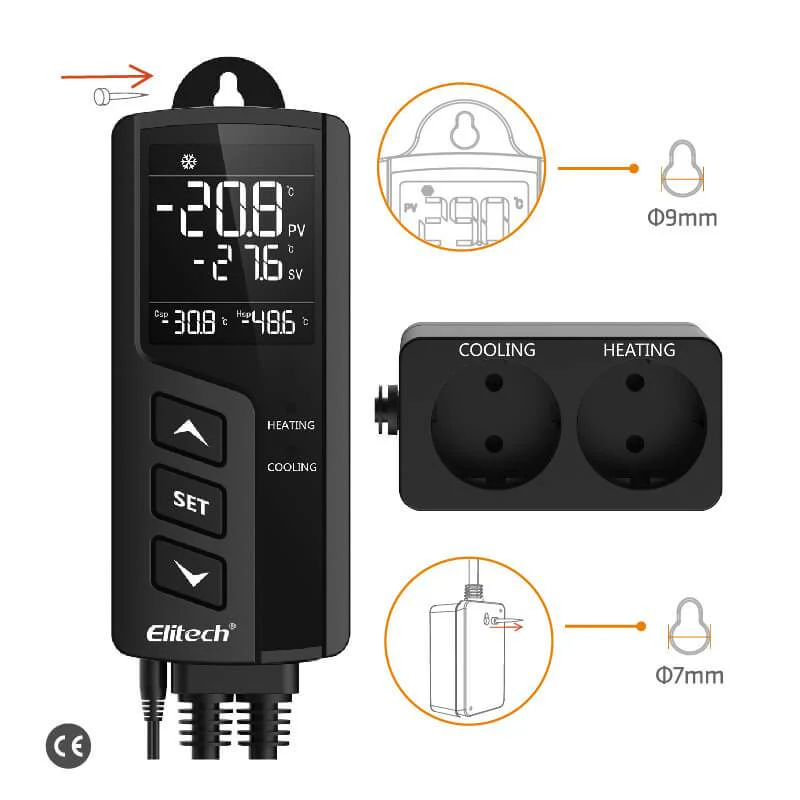Elitech STC-1000Pro Temperature Controller Thermostat Automatic Switch Cooling and Heating, Prewired - Just Plug and Play, Wall-mounted - Image 7