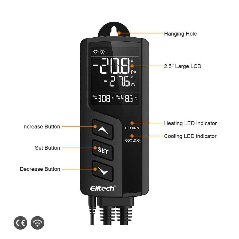 Elitech STC-1000WiFi Temperature Controller Thermostat, Prewired - Just Plug and Play, WiFi Wireless Remote Control - Image 3