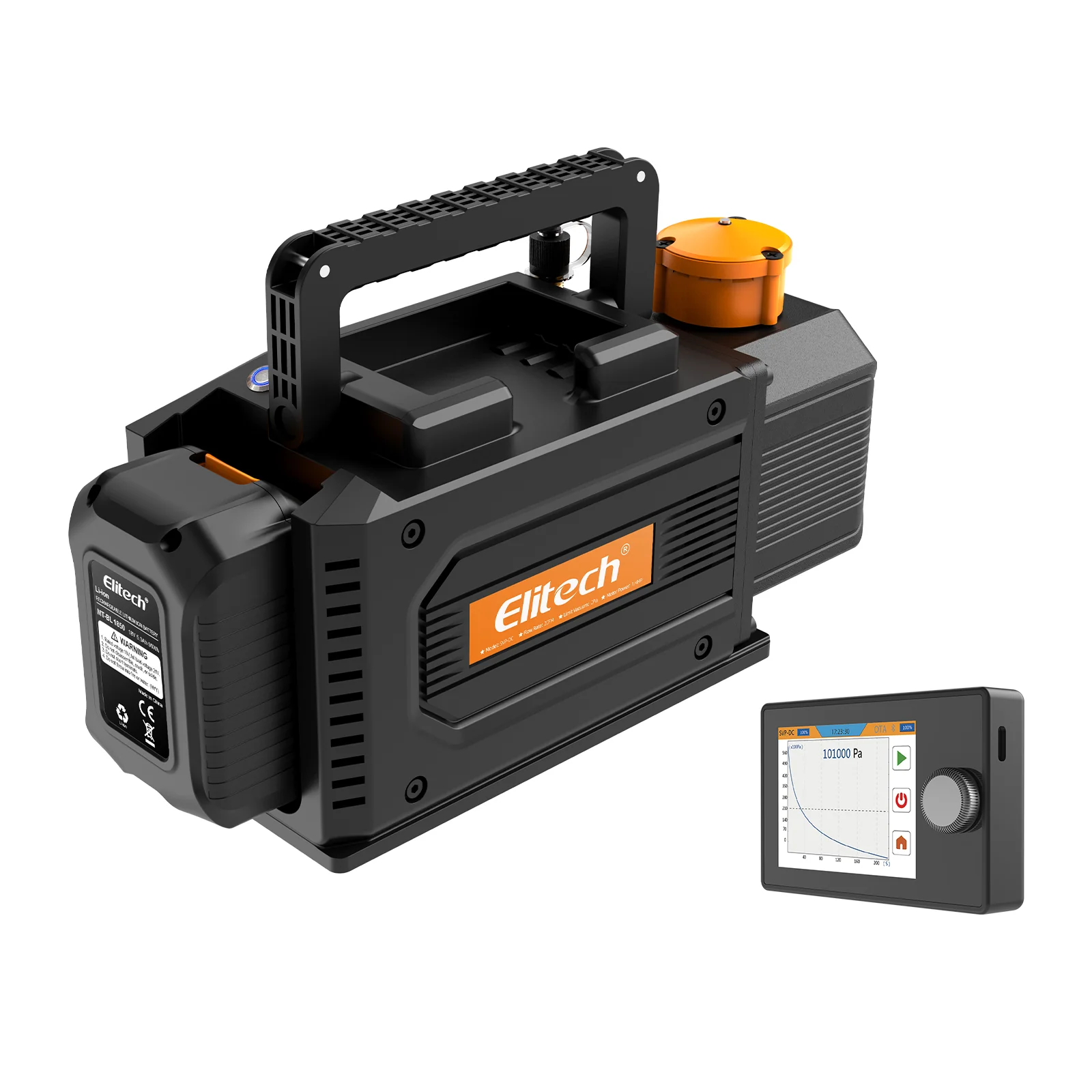 Elitech SVP-DC-pro Smart Cordless Vacuum Pump A2L Compatible , 2-Stage HVAC Vacuum Pump with Bluetooth Controller, 1 L/s Pumping Rate, 2Pa Extreme Pressure, for HVAC/R
