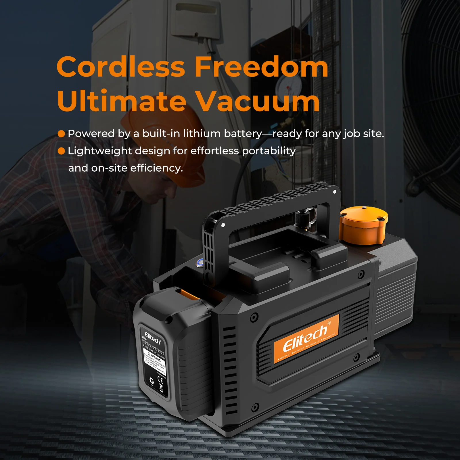 Elitech SVP-DC-pro Smart Cordless Vacuum Pump A2L Compatible , 2-Stage HVAC Vacuum Pump with Bluetooth Controller, 1 L/s Pumping Rate, 2Pa Extreme Pressure, for HVAC/R - Image 2